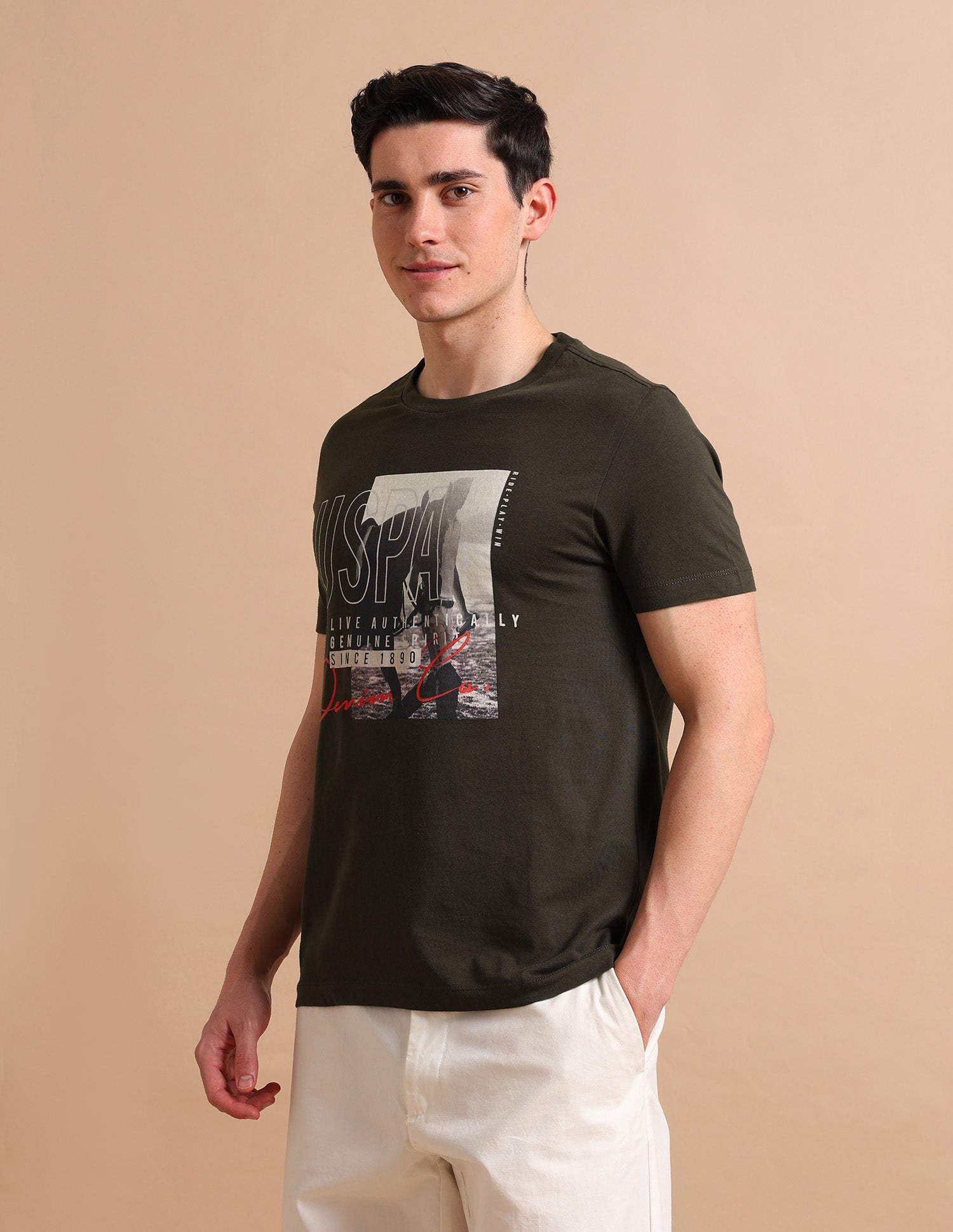 Photo Print T-Shirt Olive - U.S. POLO ASSN. | Large