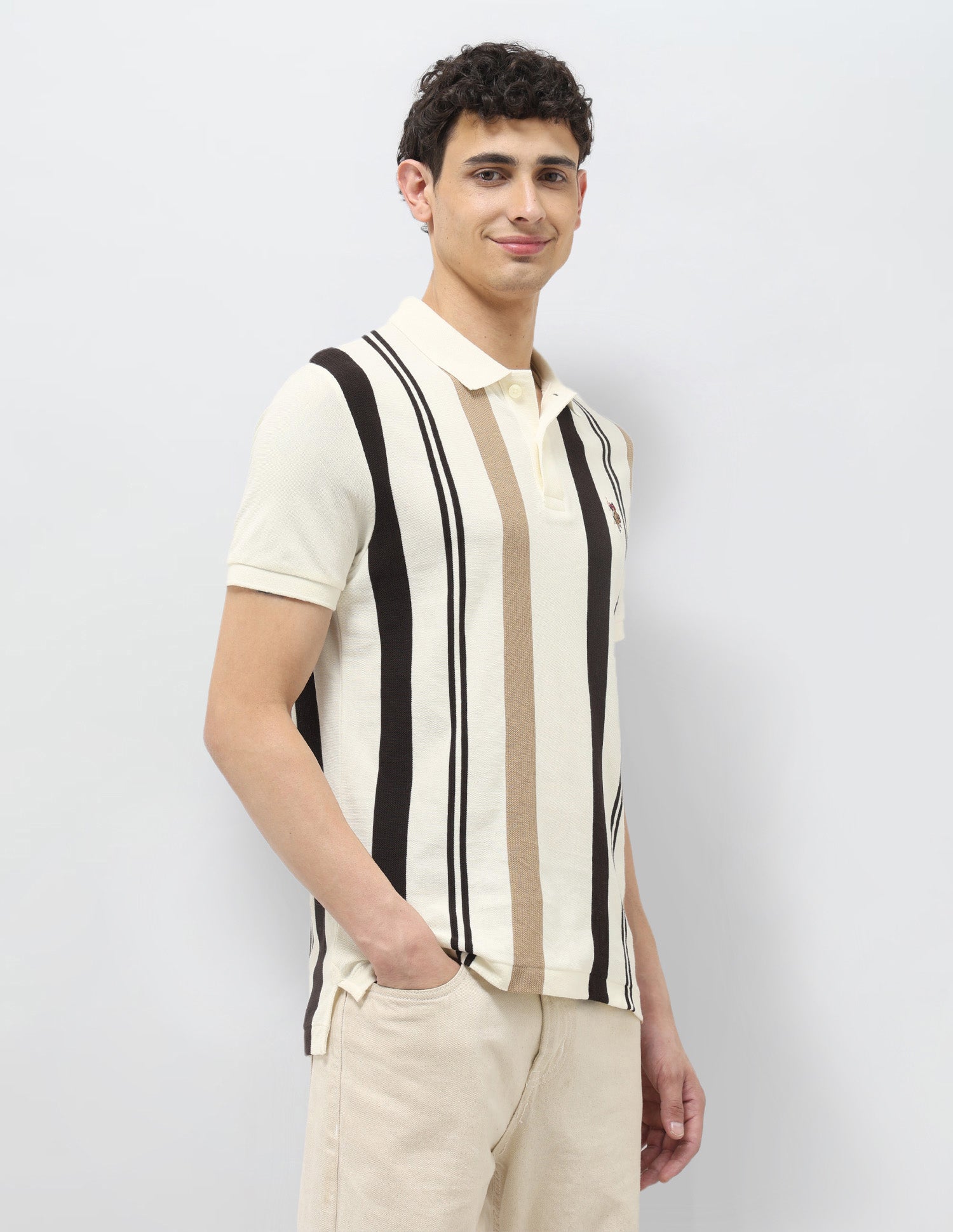 Vertical Striped Regular Fit Polo Shirt Dark Brown - U.S. POLO ASSN. | Large