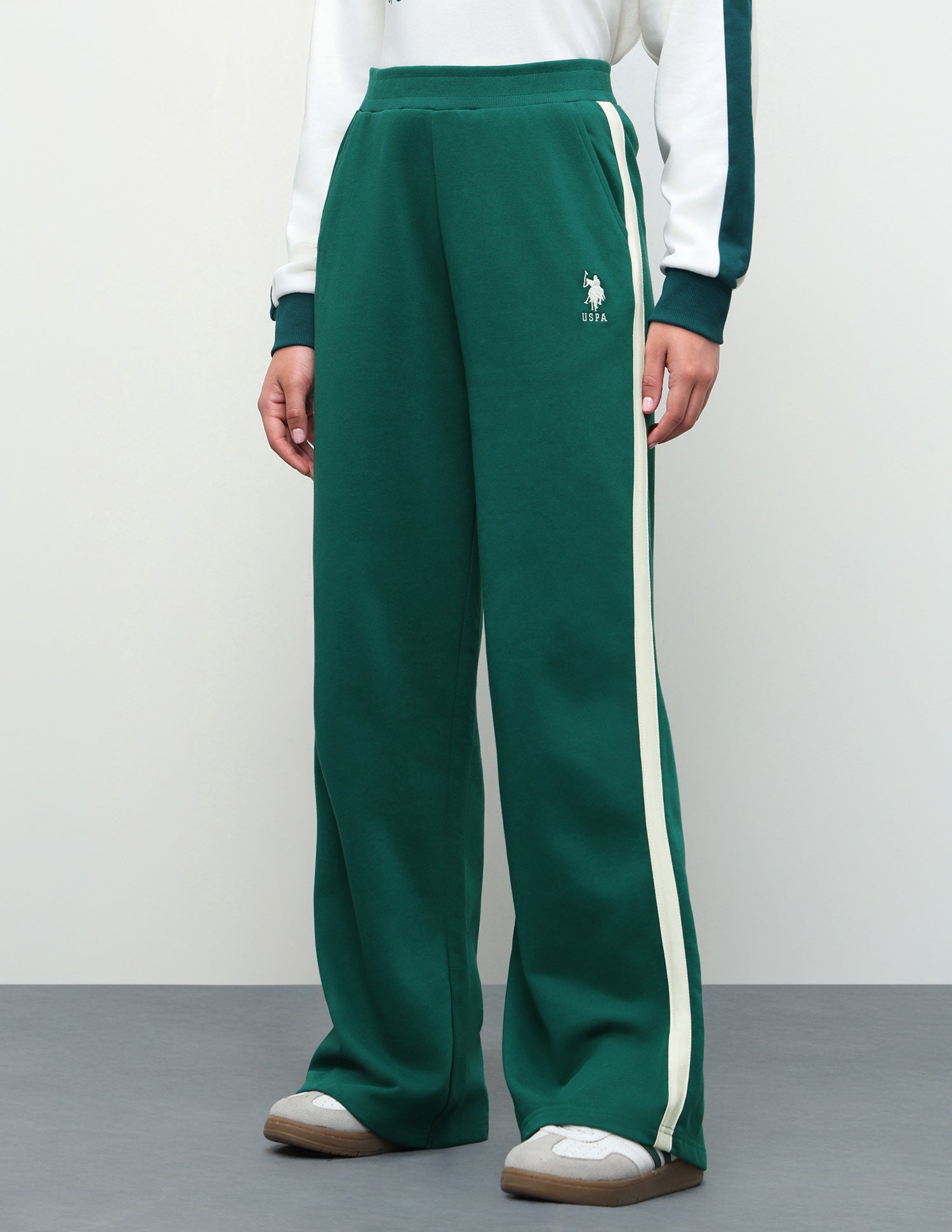 High Rise Wide Leg Fit Trousers Dark Green - U.S. Polo Assn. India | Large