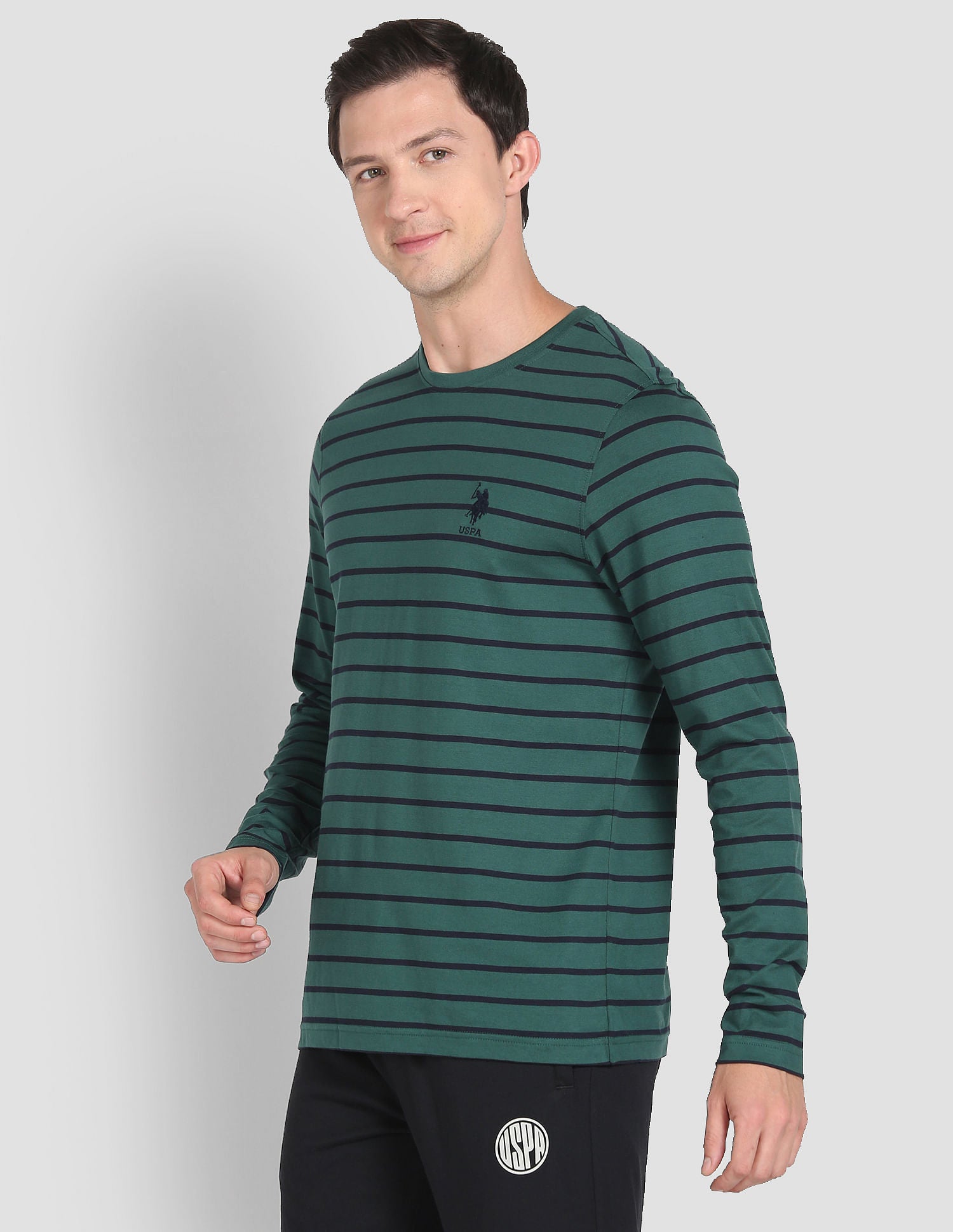 Crew Neck Stripe I694 Lounge T-Shirt - Pack Of 1 Bistro Green - U.S. POLO ASSN. | Large