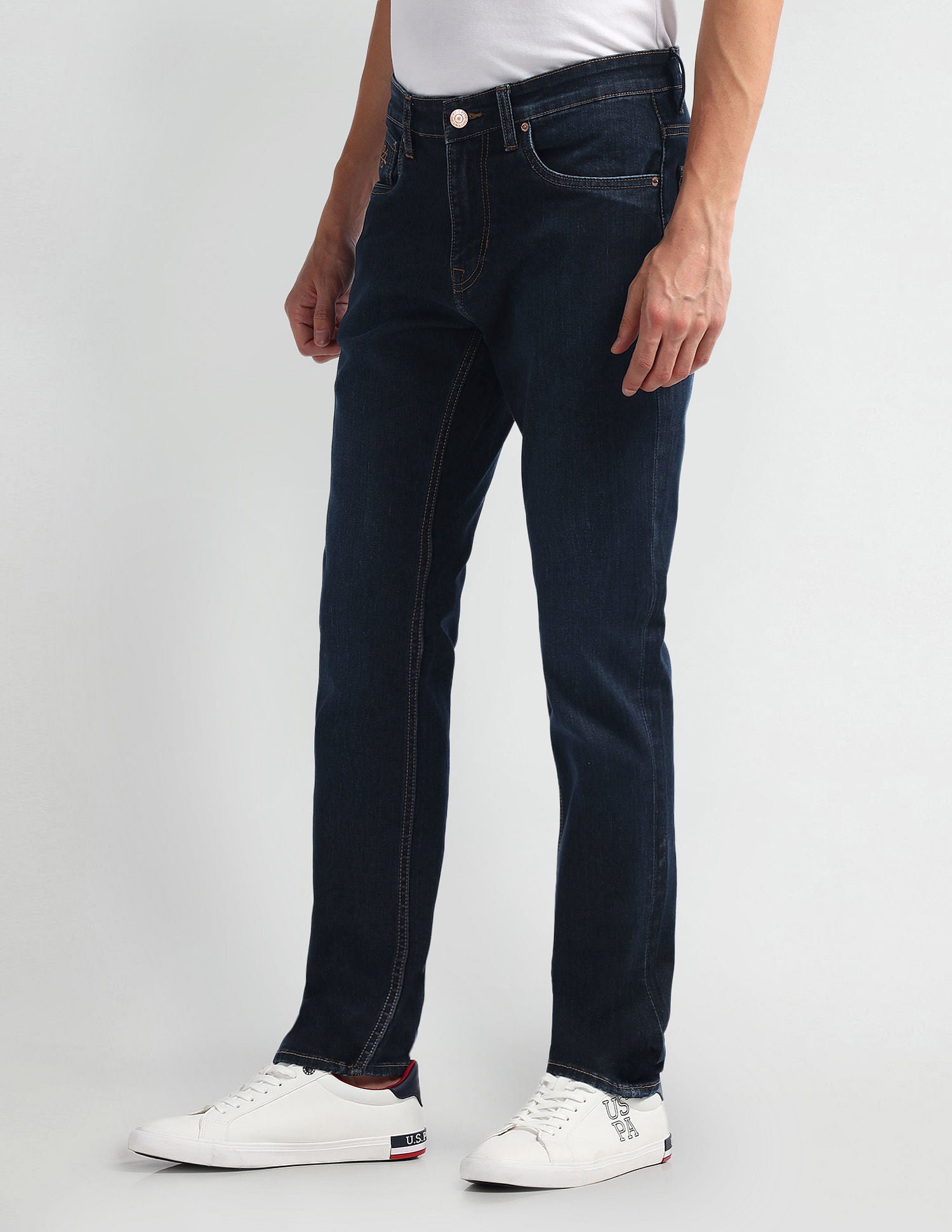 Brandon Slim Tapered Fit Blue Jeans Dark Blue - U.S. Polo Assn. India | Large