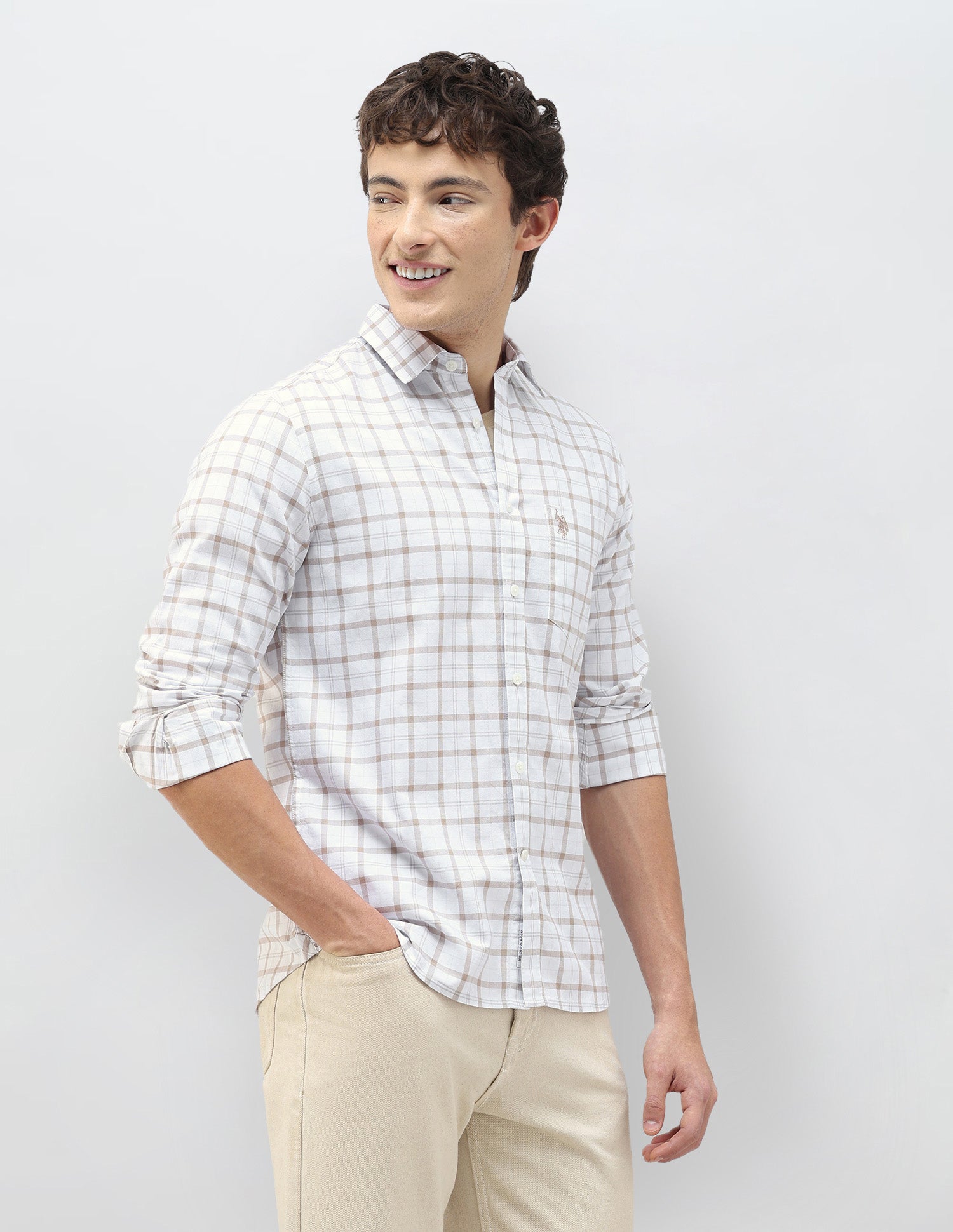 Casa De Campo Regular Fit Shirt Khaki - U.S. Polo Assn. India | Large