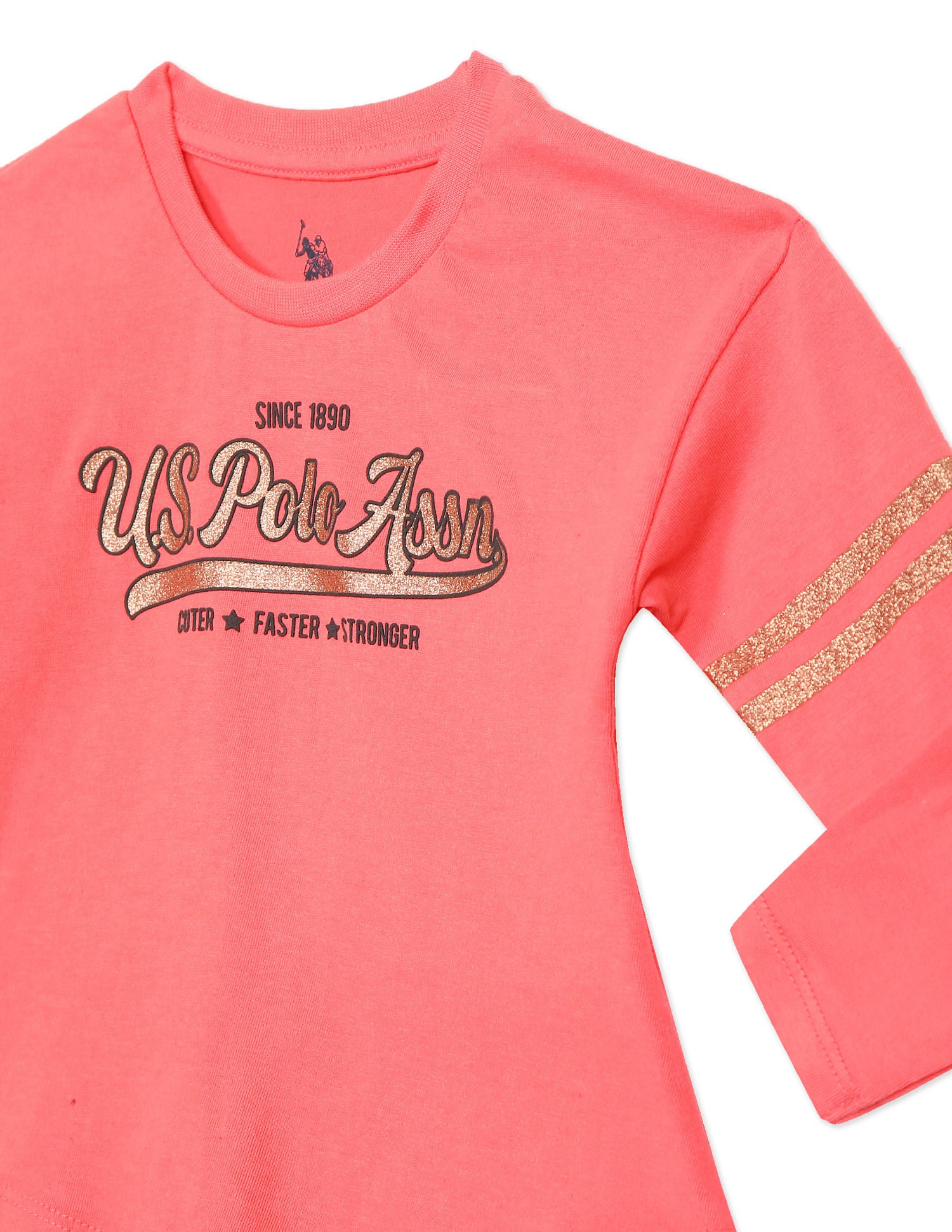 Long Sleeve Brand Print T-Shirt Coral - U.S. POLO ASSN. | Large