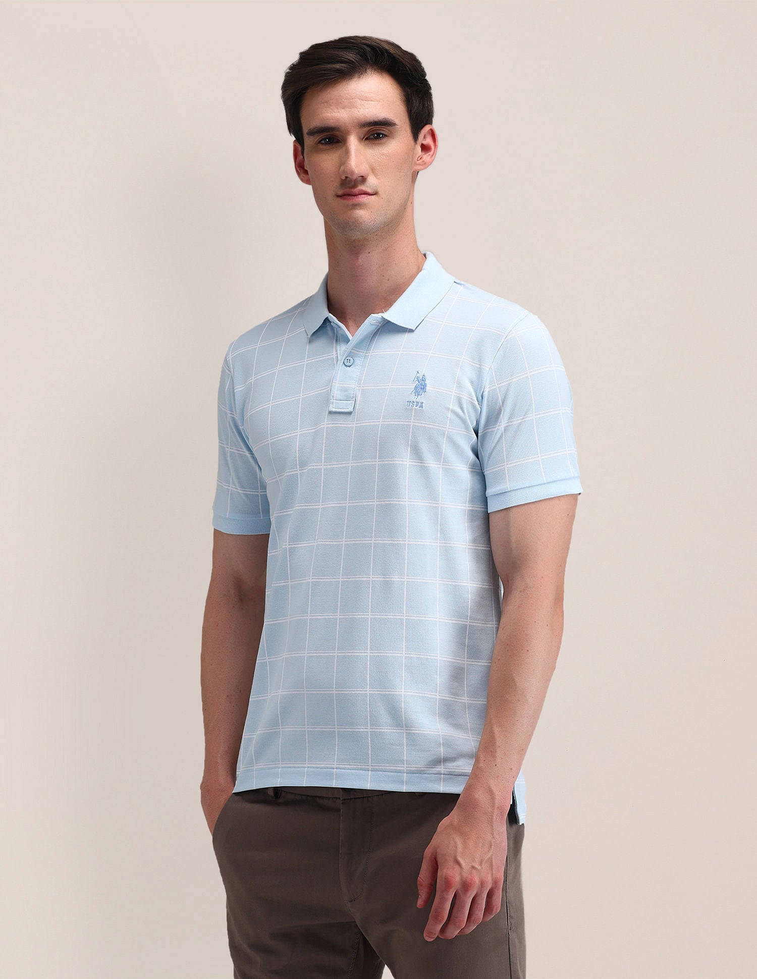 Slim Fit Printed Polo Shirt Blue - U.S. Polo Assn. India | Large