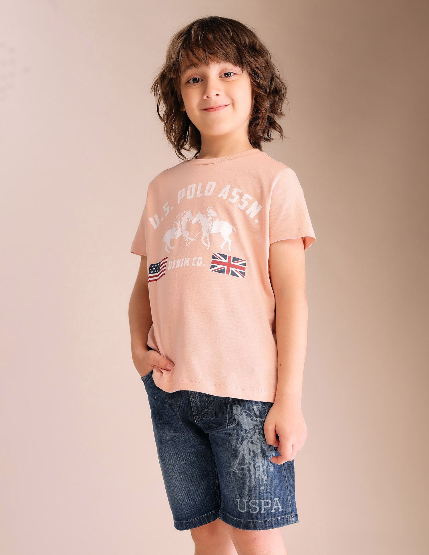 Boys Regular Fit Brand Printed T-Shirt Pink - U.S. POLO ASSN. | Large