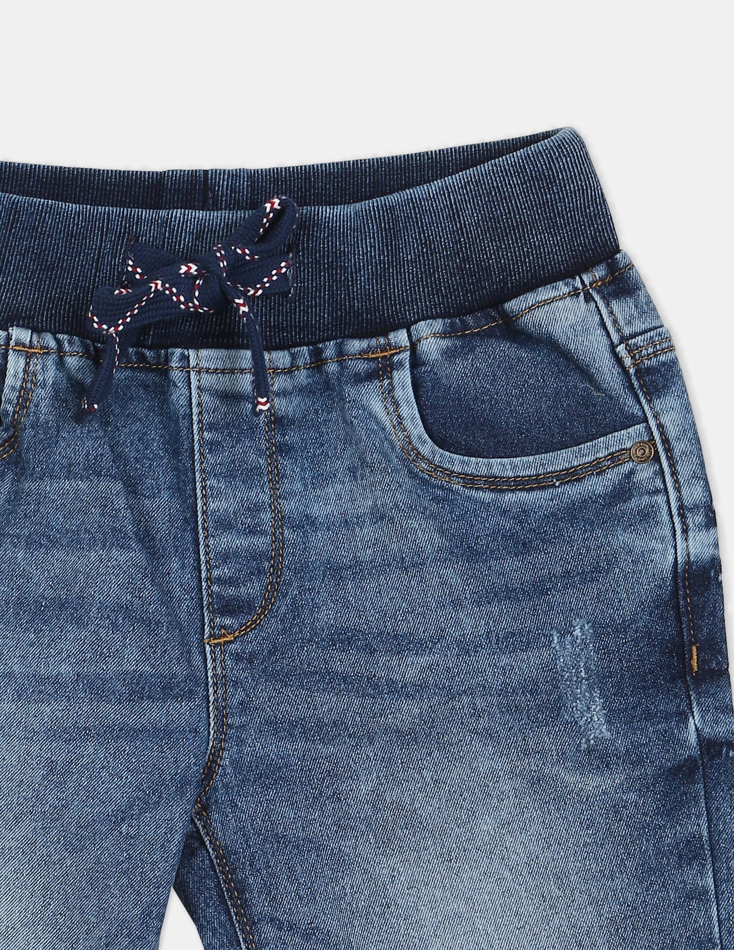Boys Blue Slim Fit Distressed Denim Shorts Blue - U.S. Polo Assn. India | Large