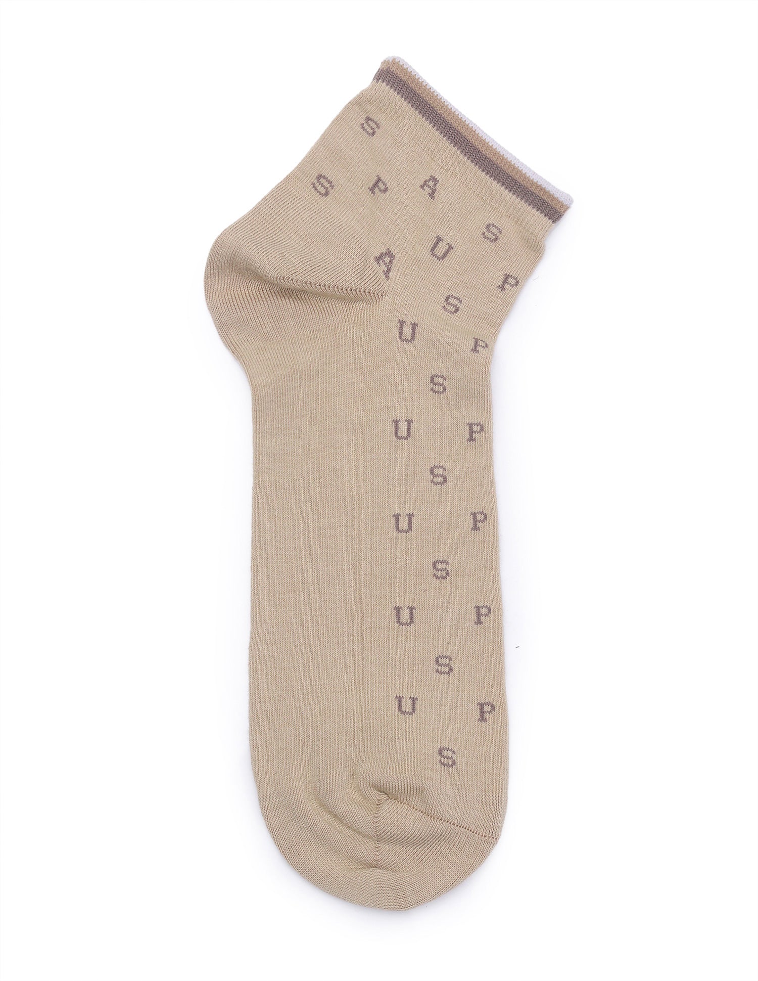 Brand Printed Ankle Length Socks - Pack Of 3 Navy/Irish Cream/Navy - U.S. Polo Assn. India | Large