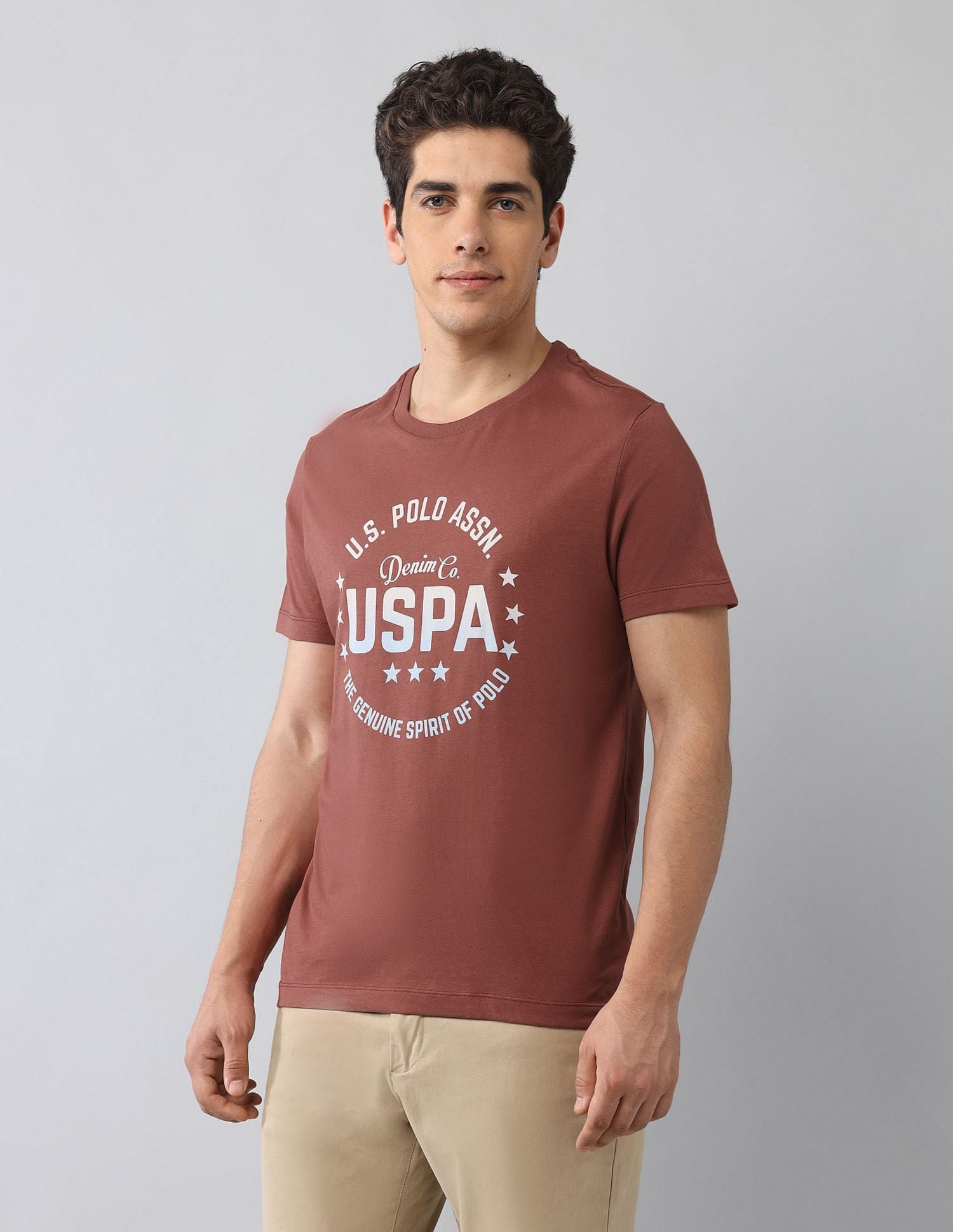 Muscle Fit Brand Printed T-Shirt Rust - U.S. Polo Assn. India | Large