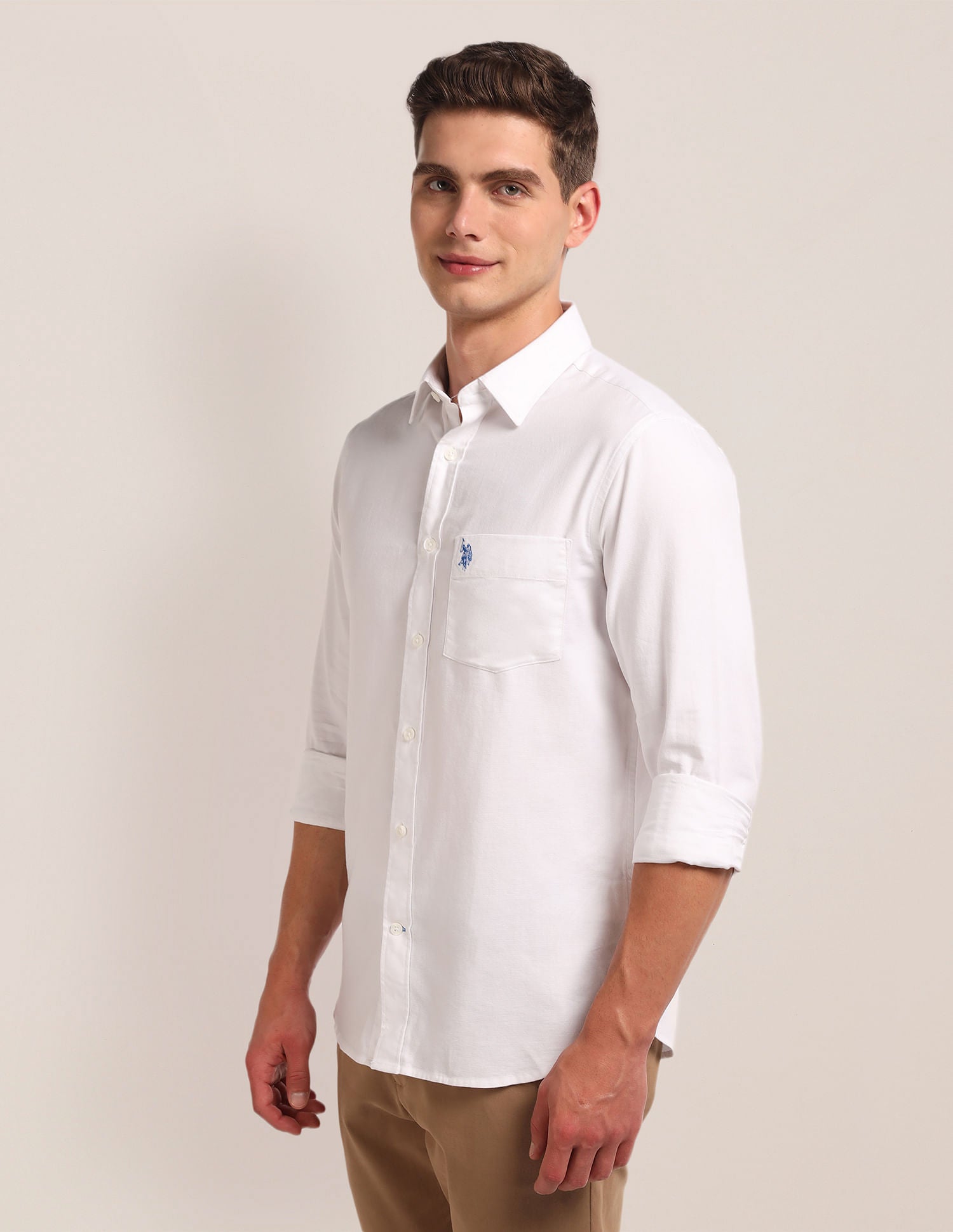 Solid Tailored Fit Shirt White - U.S. Polo Assn. India | Large