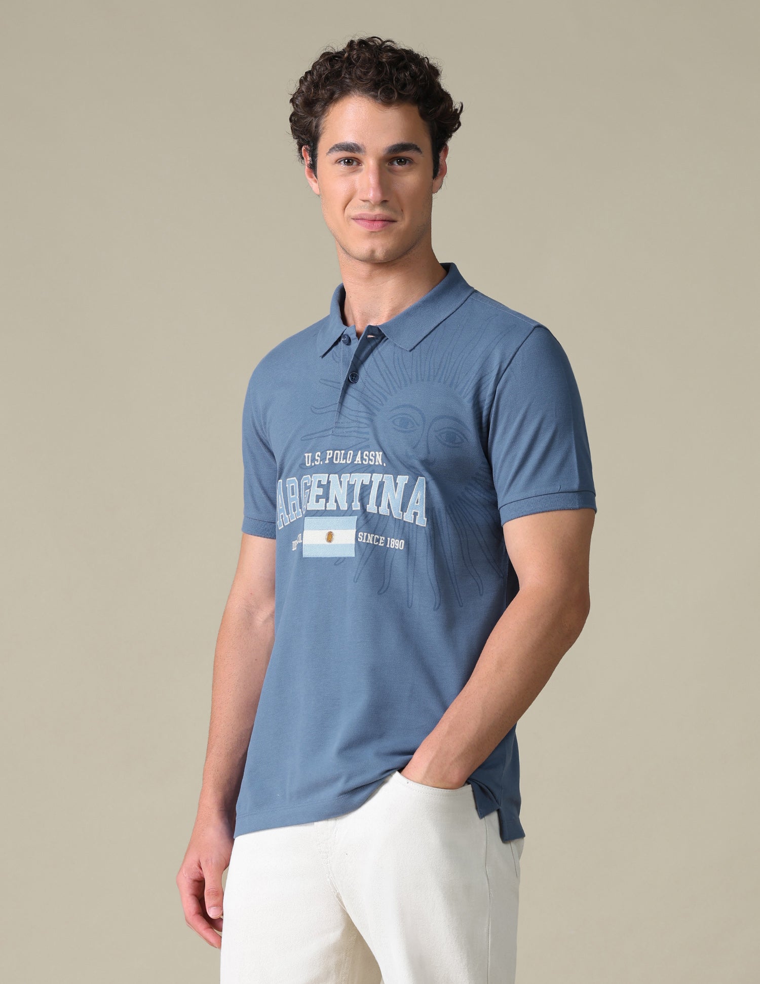 Typographic Slim Fit T-Shirt Blue - U.S. Polo Assn. India | Large
