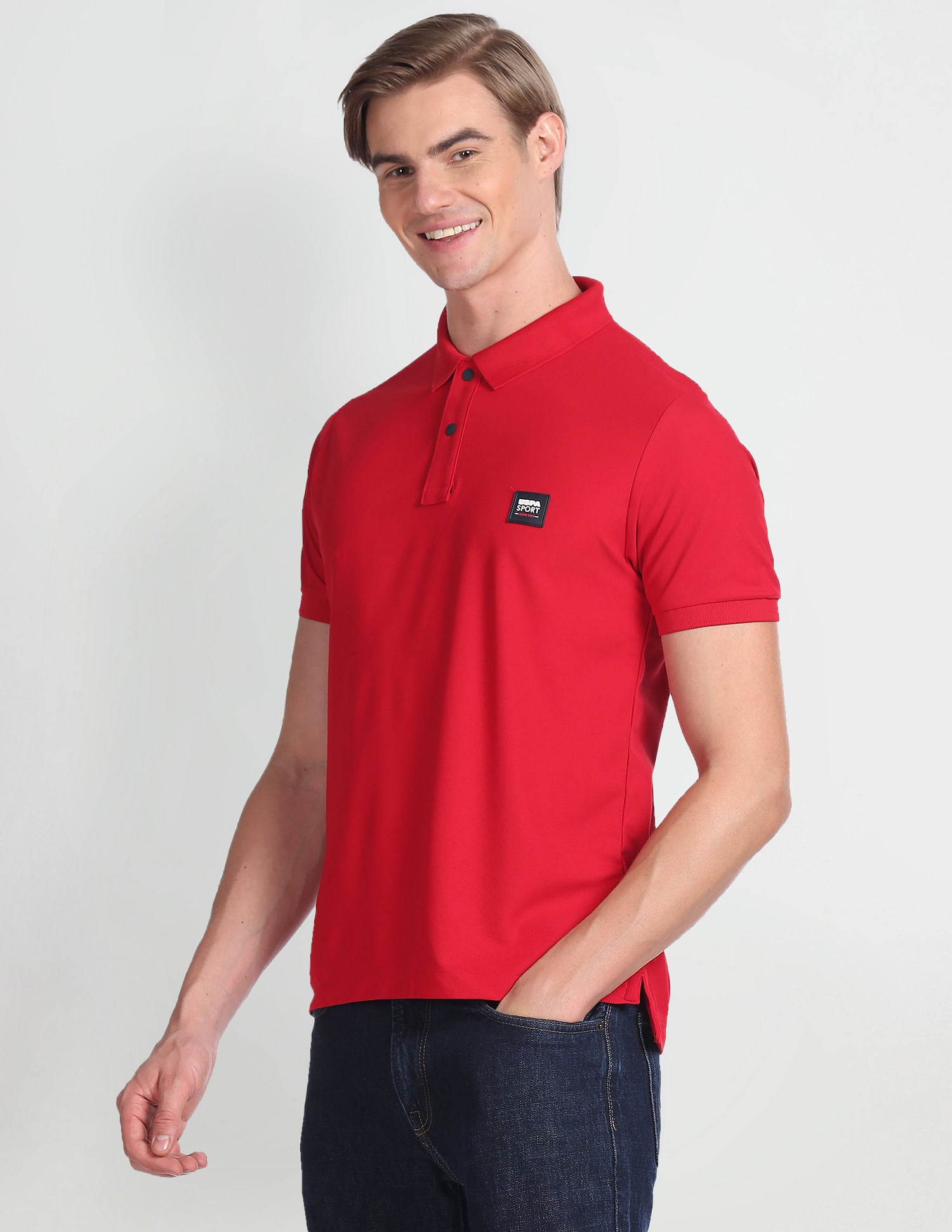 Solid Slim Fit Polo Shirt Red - U.S. Polo Assn. India | Large