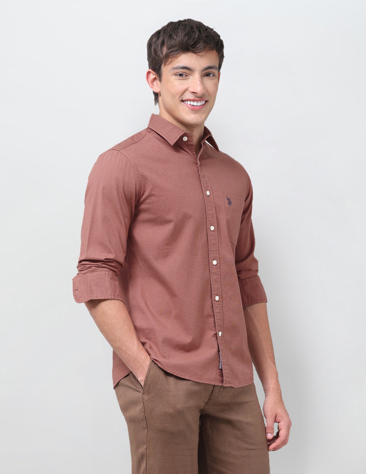 Tailored Fit Oxford Shirt Dark Pink - U.S. Polo Assn. India | Large