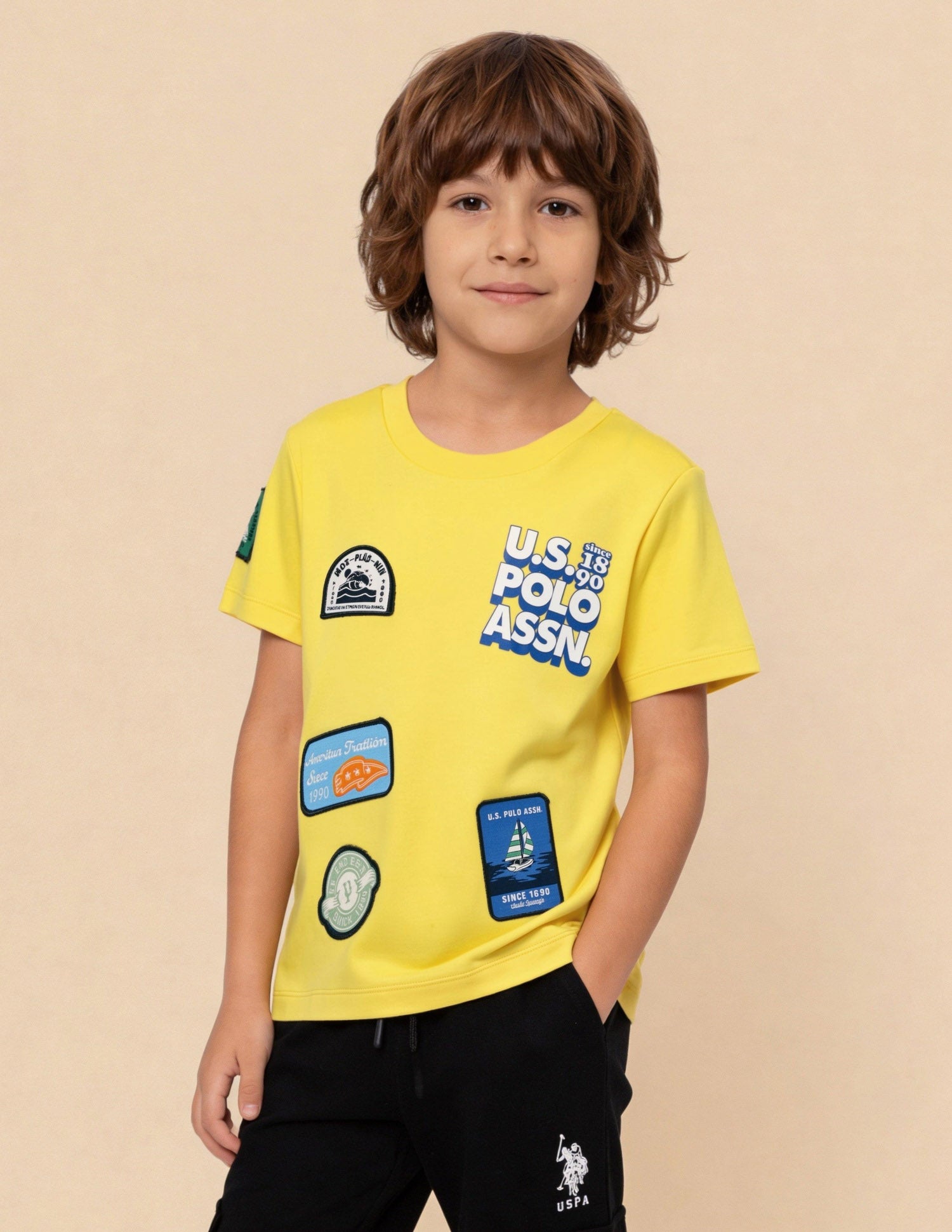 Graphic Brand Applique Regular Fit T-Shirt Light Yellow - U.S. Polo Assn. India | Large