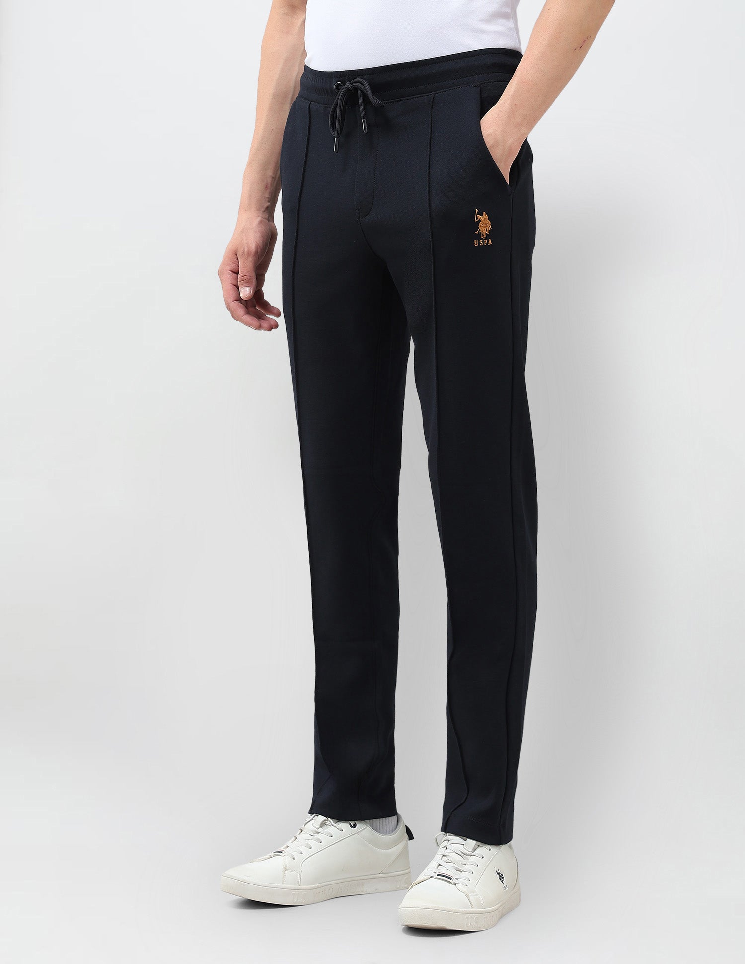 Mid Rise Solid Track Pants Navy - U.S. Polo Assn. India | Large