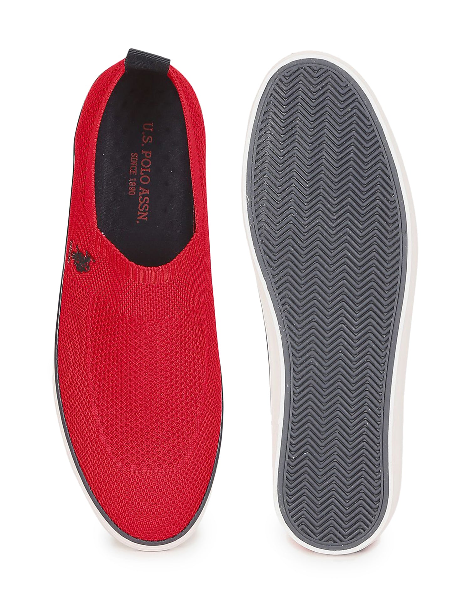 Men Low Top Premium Knit Octavia Slip On Shoes Red - U.S. Polo Assn. India | Large