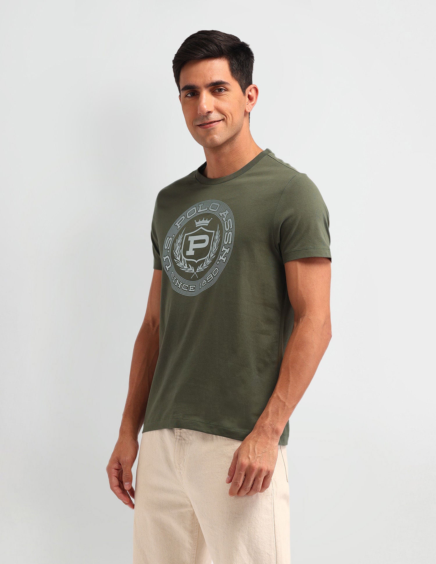 Collegiate Muscle Fit Brand T-Shirt Olive - U.S. POLO ASSN. | Large