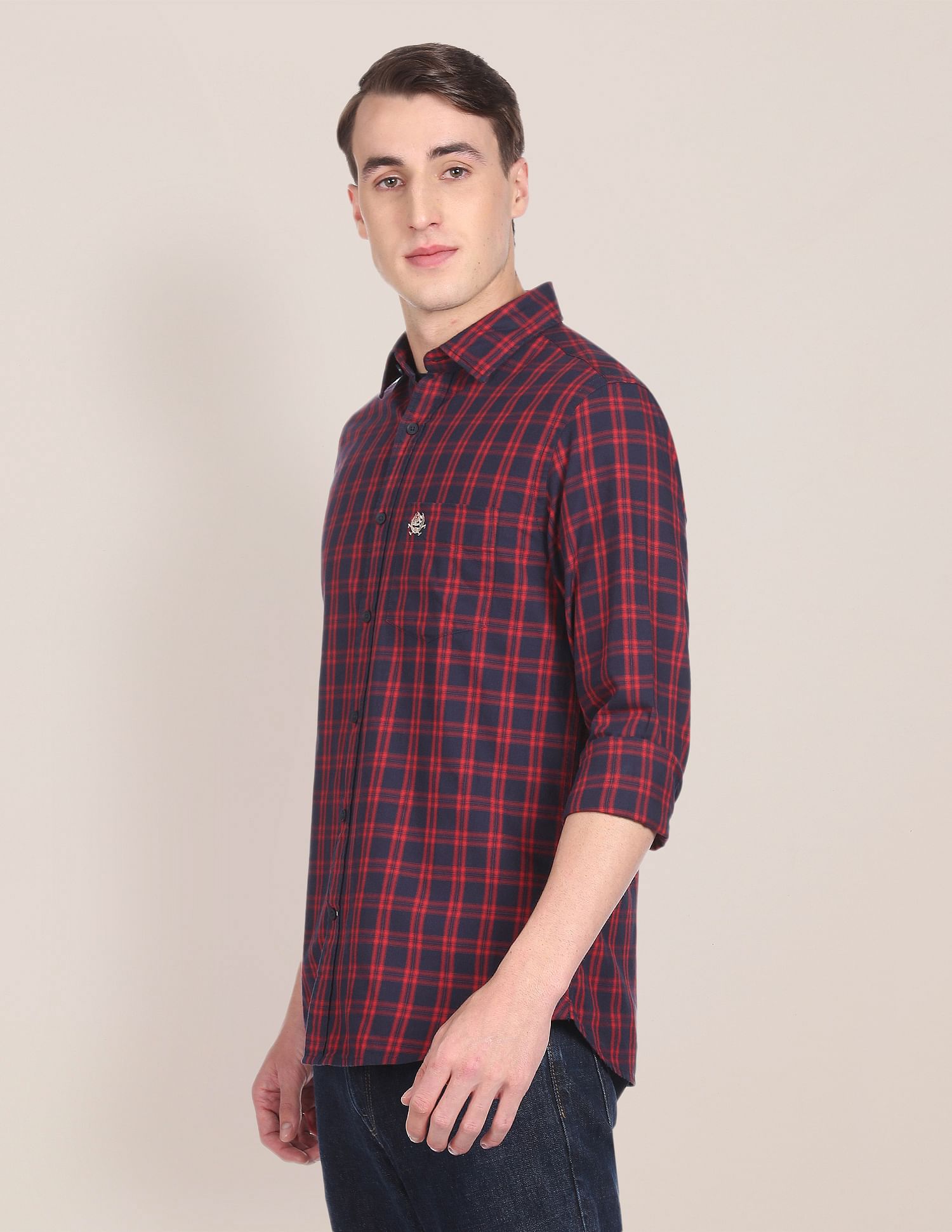 Tailored Fit Tartan Check Casual Shirt Navy - U.S. Polo Assn. India | Large