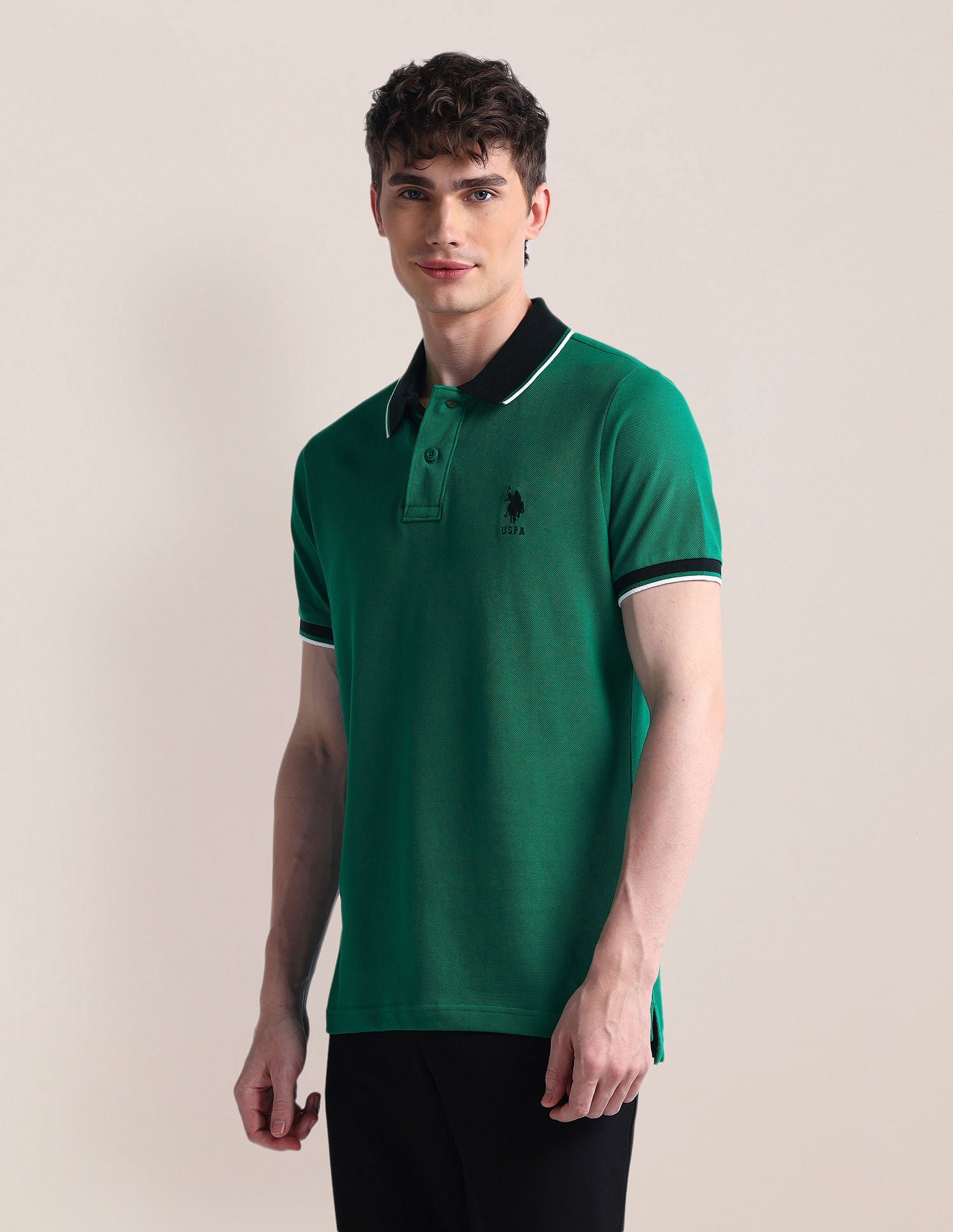 Slim Fit Short Sleeve Polo Shirt Green - U.S. POLO ASSN. | Large