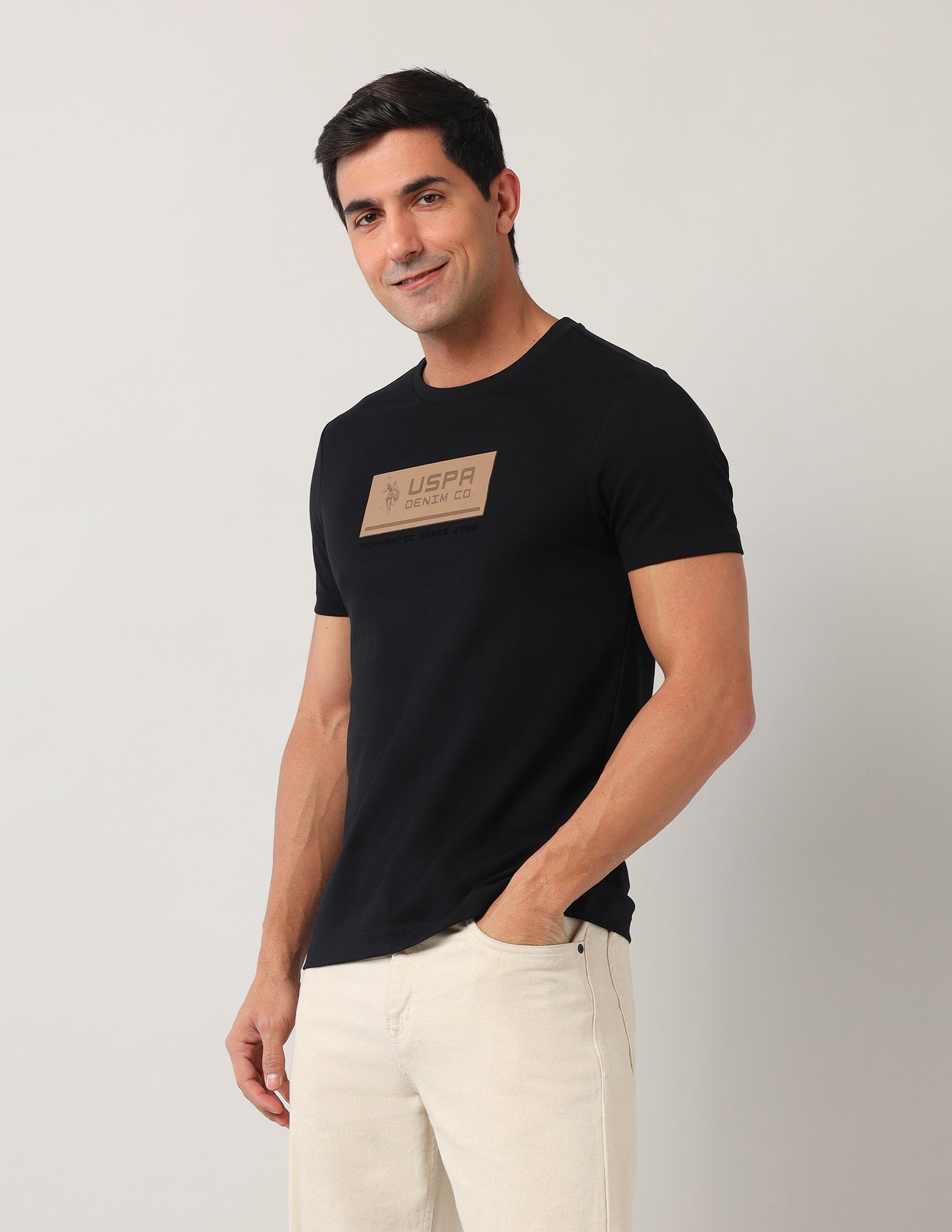 Brand Printed Black Label T-Shirt Black - U.S. Polo Assn. India | Large