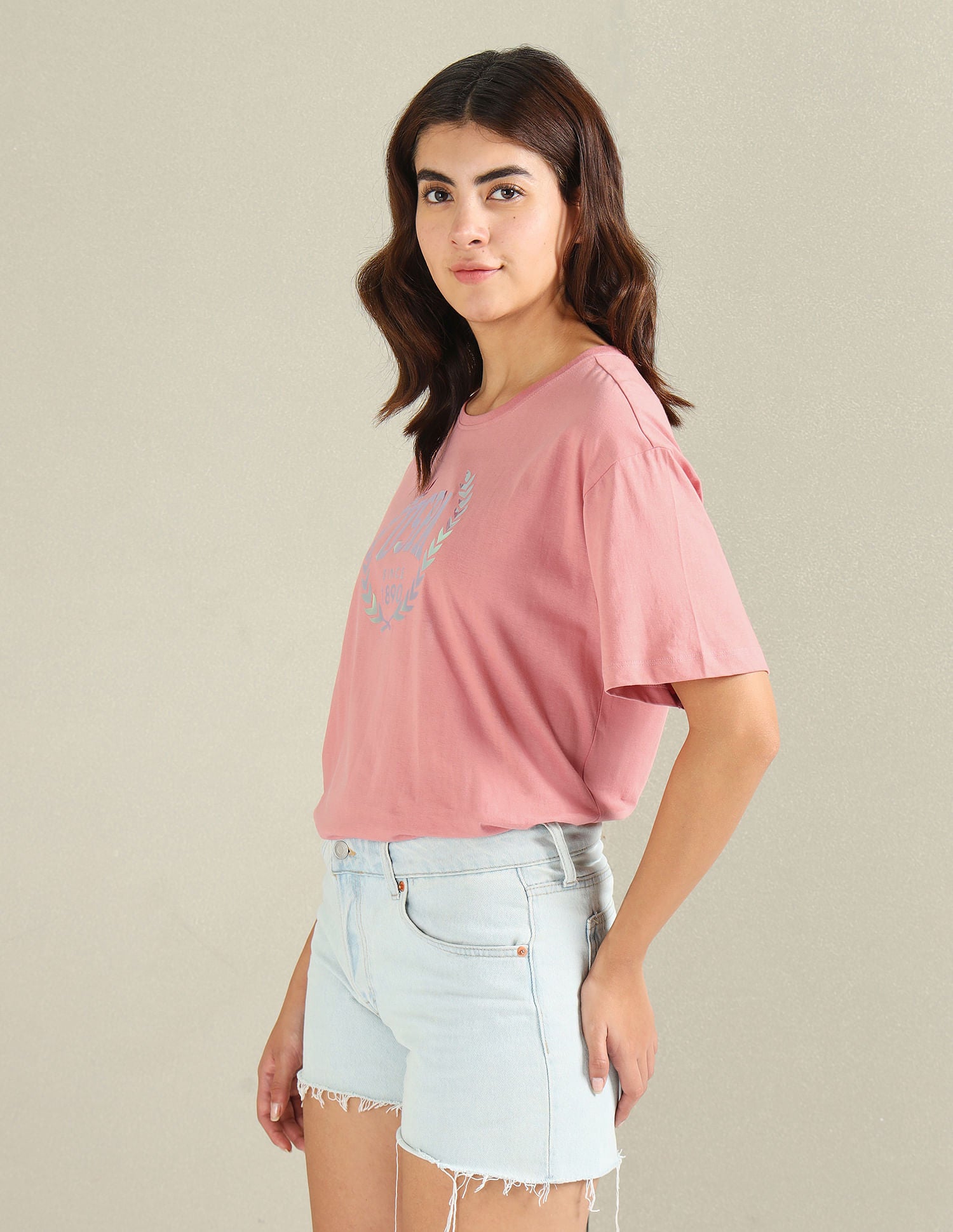 Brand Print Boxy T-Shirt Peach - U.S. POLO ASSN. | Large