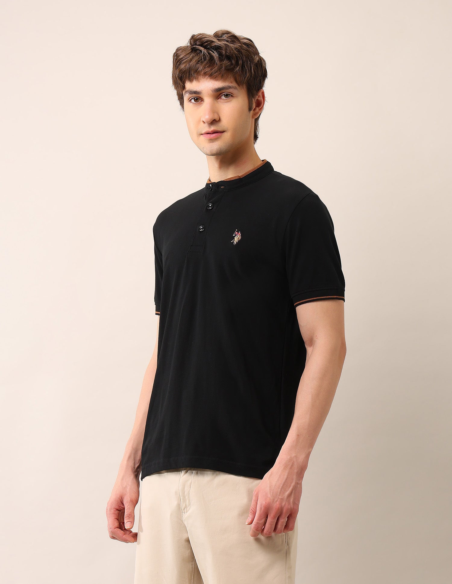 Muscle Fit Pure Cotton Polo Shirt Black - U.S. Polo Assn. India | Large