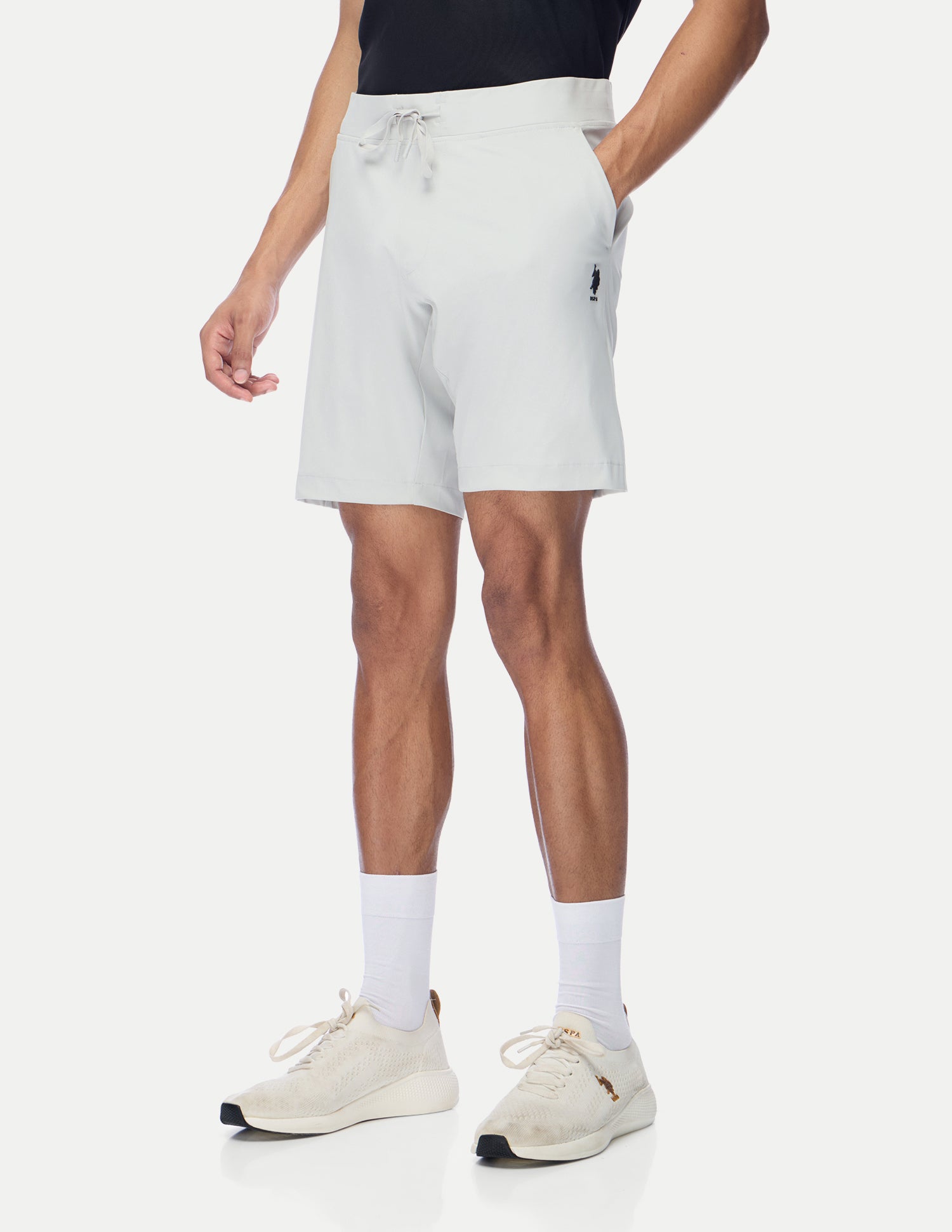Mid Rise Regular Fit Active Shorts Light Grey - U.S. Polo Assn. India | Large