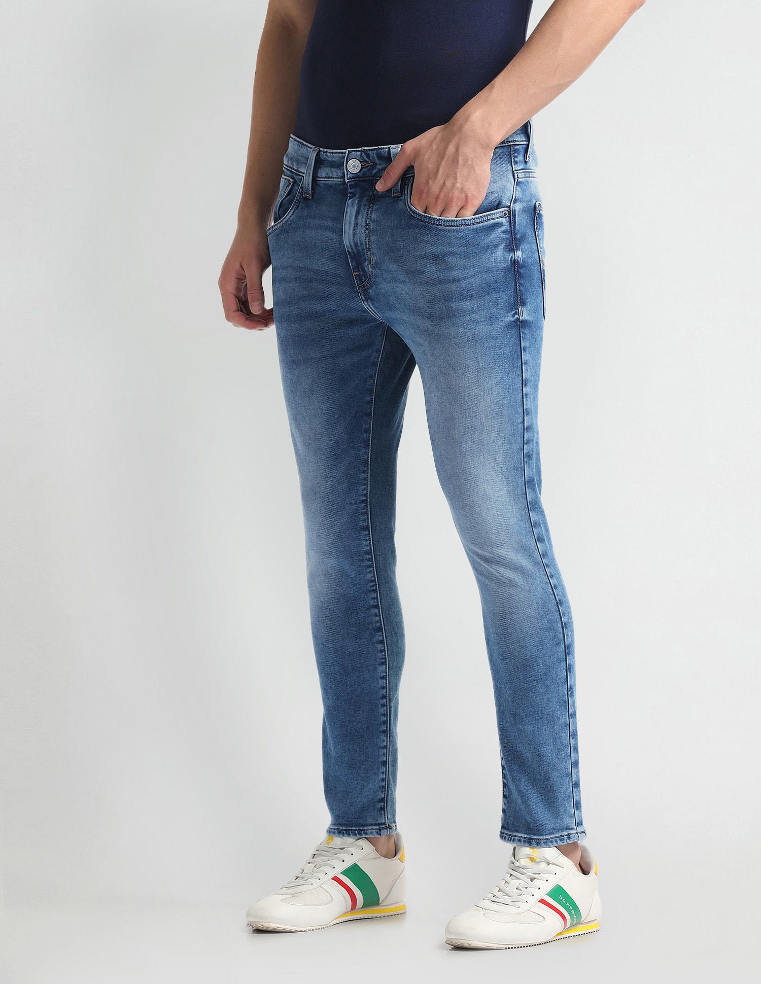 Henry Tapered Cropped Fit Blue Jeans Blue - U.S. Polo Assn. India | Large