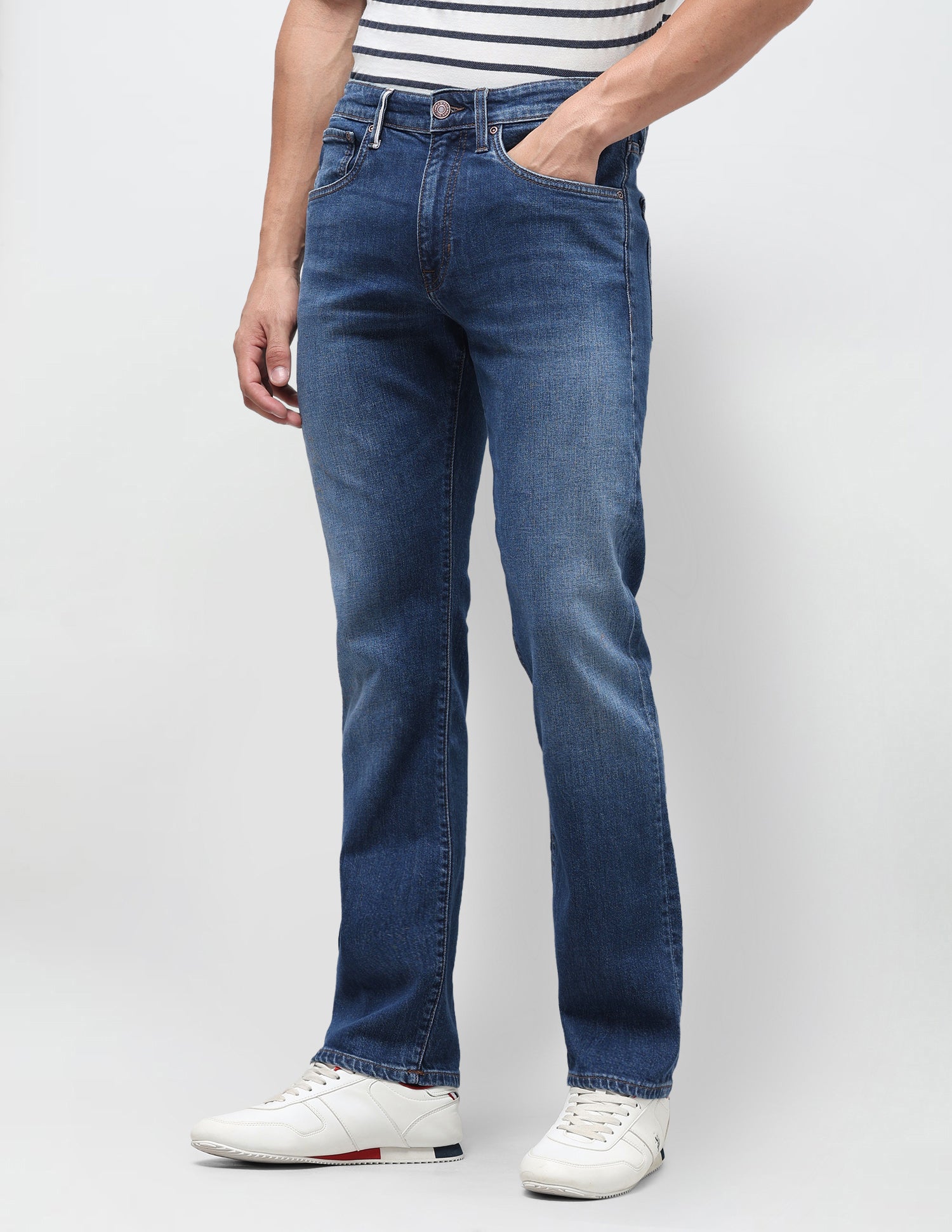 Harold Slim Straight Fit Blue Jeans Mid Blue - U.S. Polo Assn. India | Large