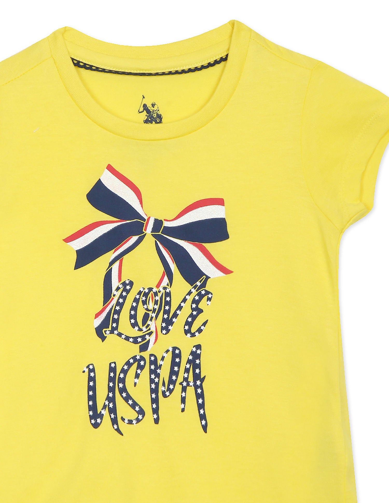 Crew Neck Graphic Print T-Shirt Yellow - U.S. POLO ASSN. | Large