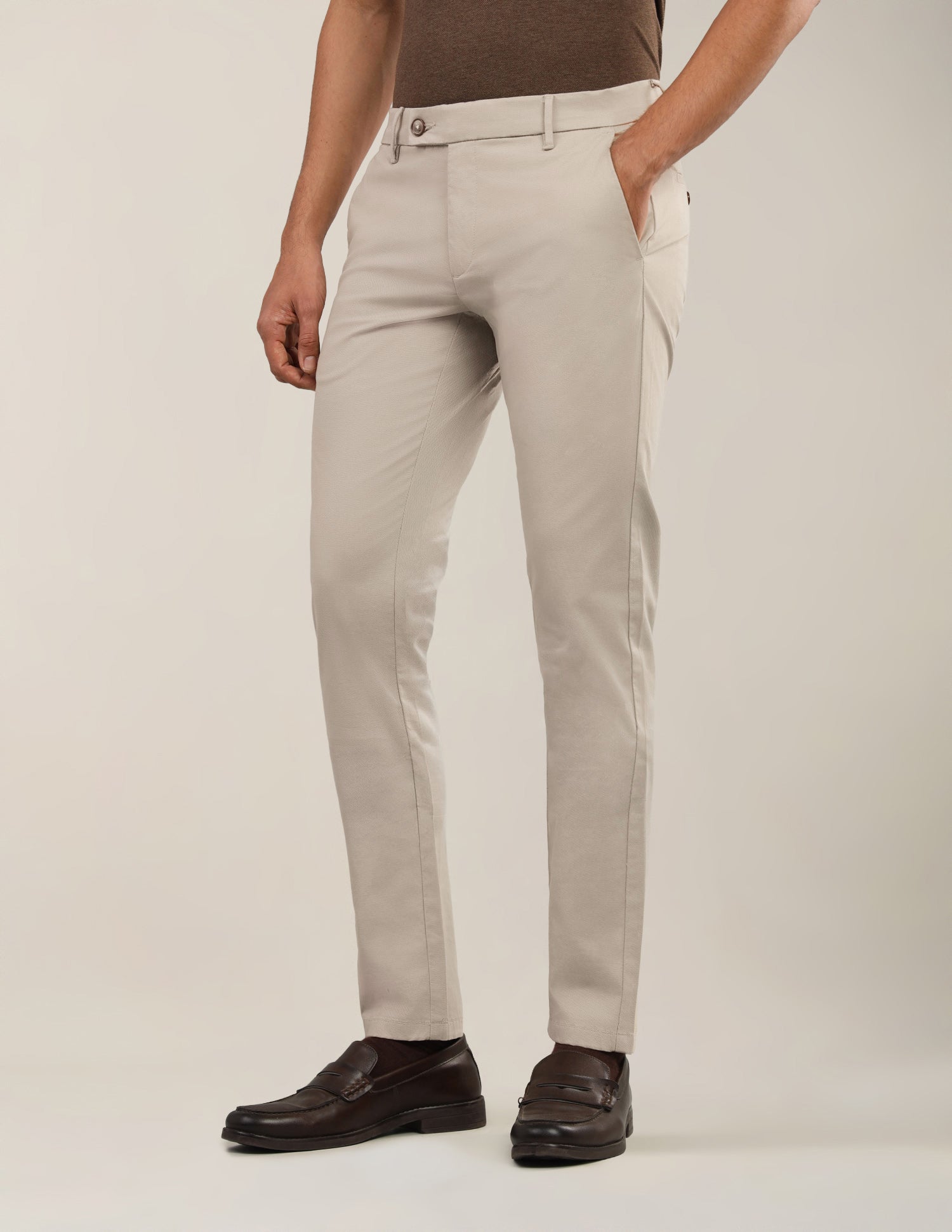 Textured Satin Trousers Beige - U.S. Polo Assn. India | Large