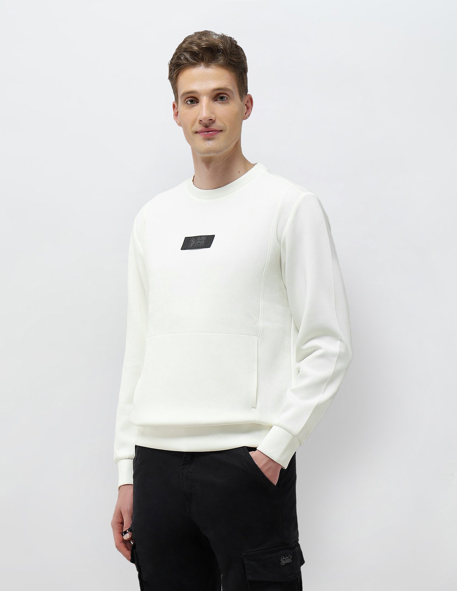 Solid Regular Fit Sweatshirt Stone - U.S. Polo Assn. India | Large