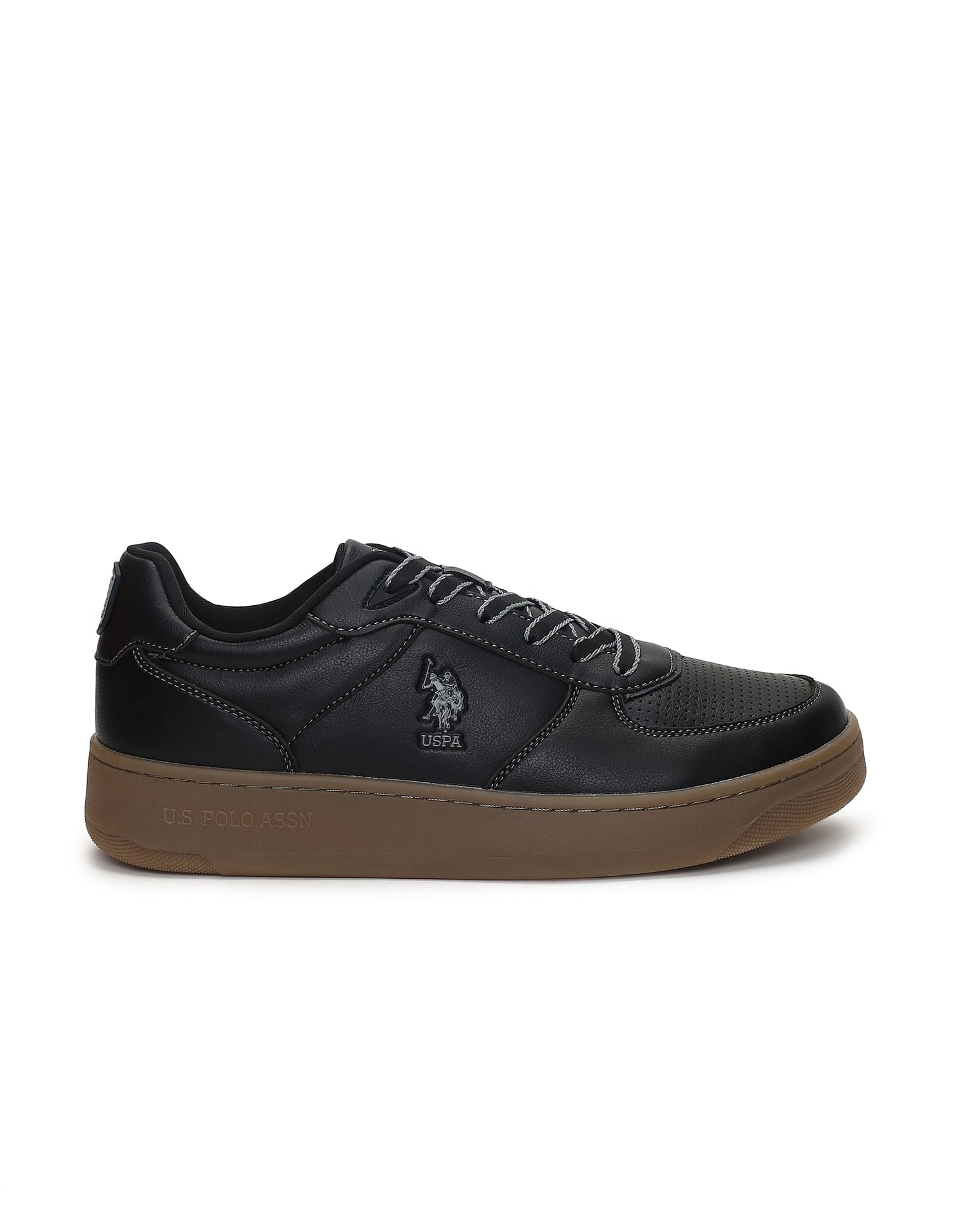 Men Kodiak Black Retro Court Sneakers Black - U.S. Polo Assn. India | Large