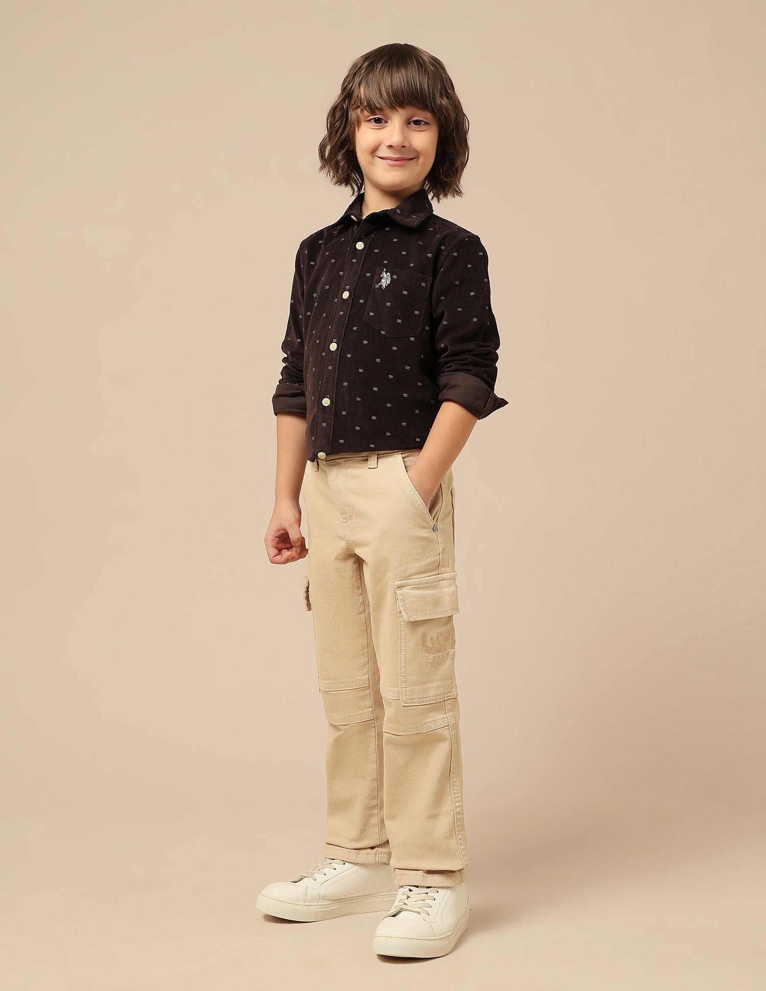 Boys Mid Rise Relaxed Fit Jeans Khaki - U.S. POLO ASSN. | Large