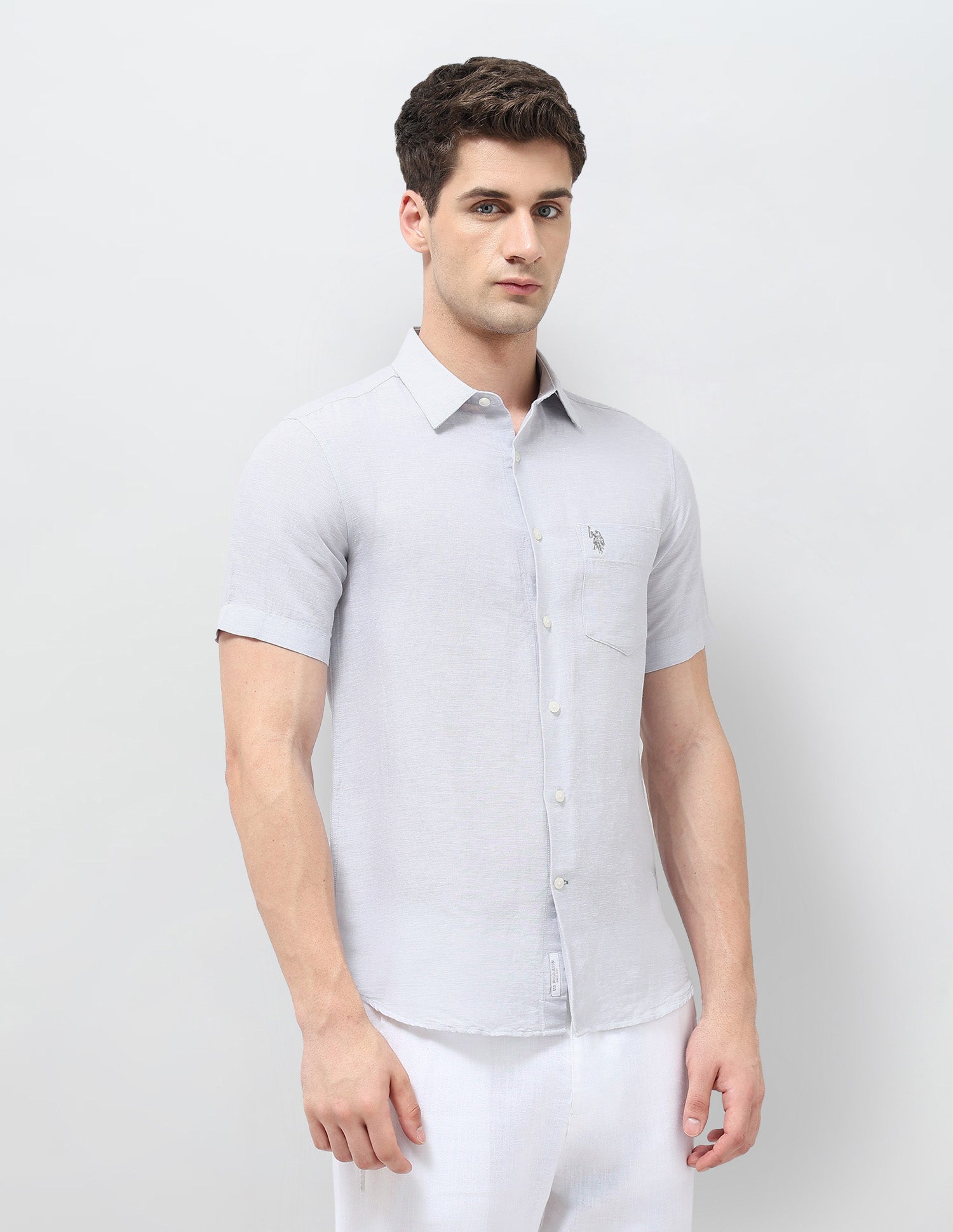 Heathered Tailored Fit Shirt Light Grey - U.S. POLO ASSN. | Large