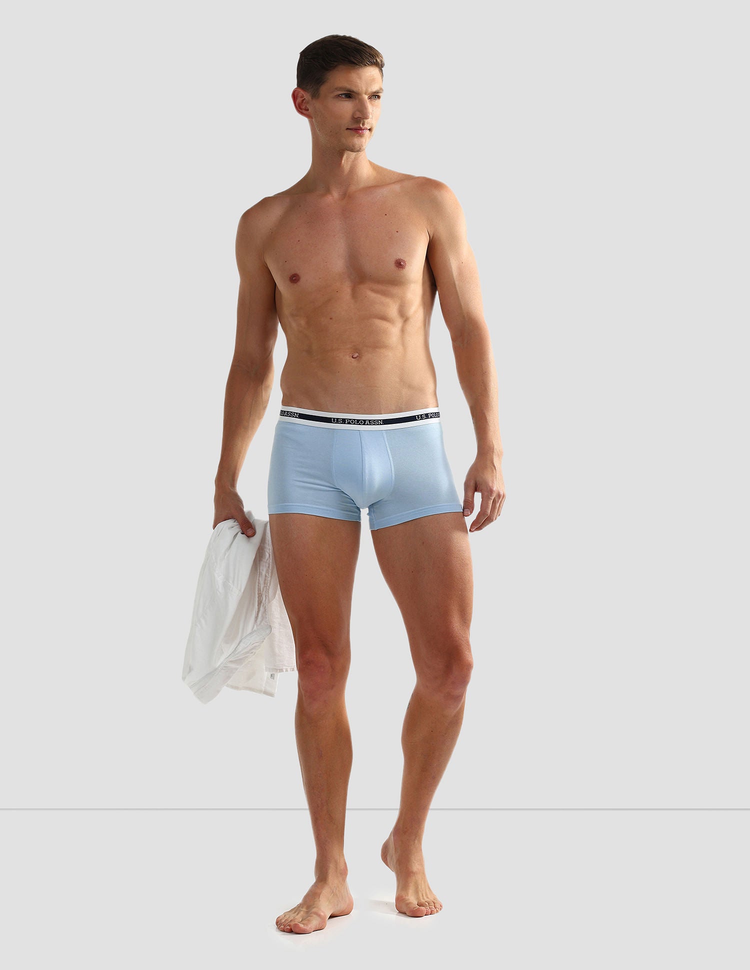 Elastic Waistband Ribbed Solid OET09 Trunks - Pack Of 2 Dusty Pink and Pastel Blue - U.S. POLO ASSN. | Large