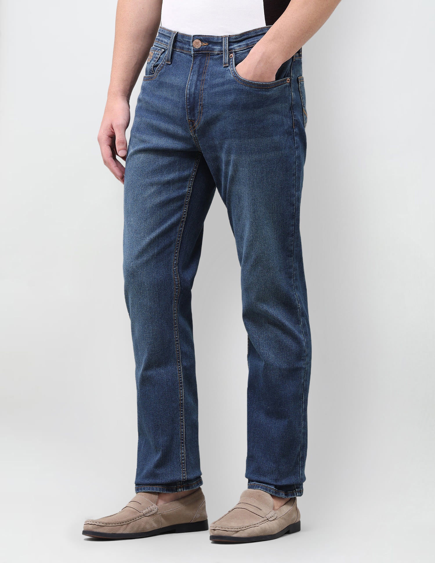 Solid Slim Straight Fit Jeans Blue - U.S. Polo Assn. India | Large