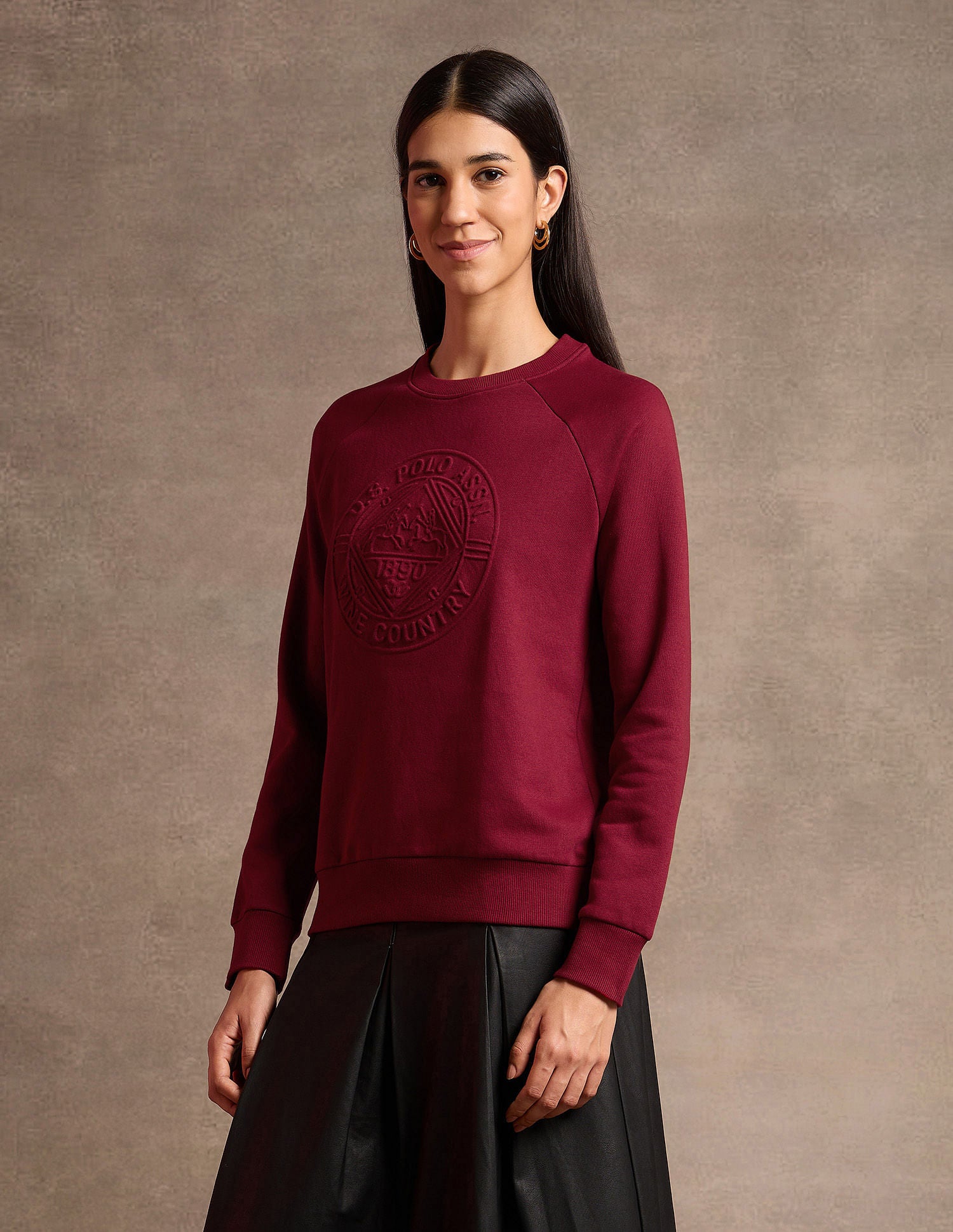 Embossed Brand Print Sweatshirt Maroon - U.S. POLO ASSN. | Large
