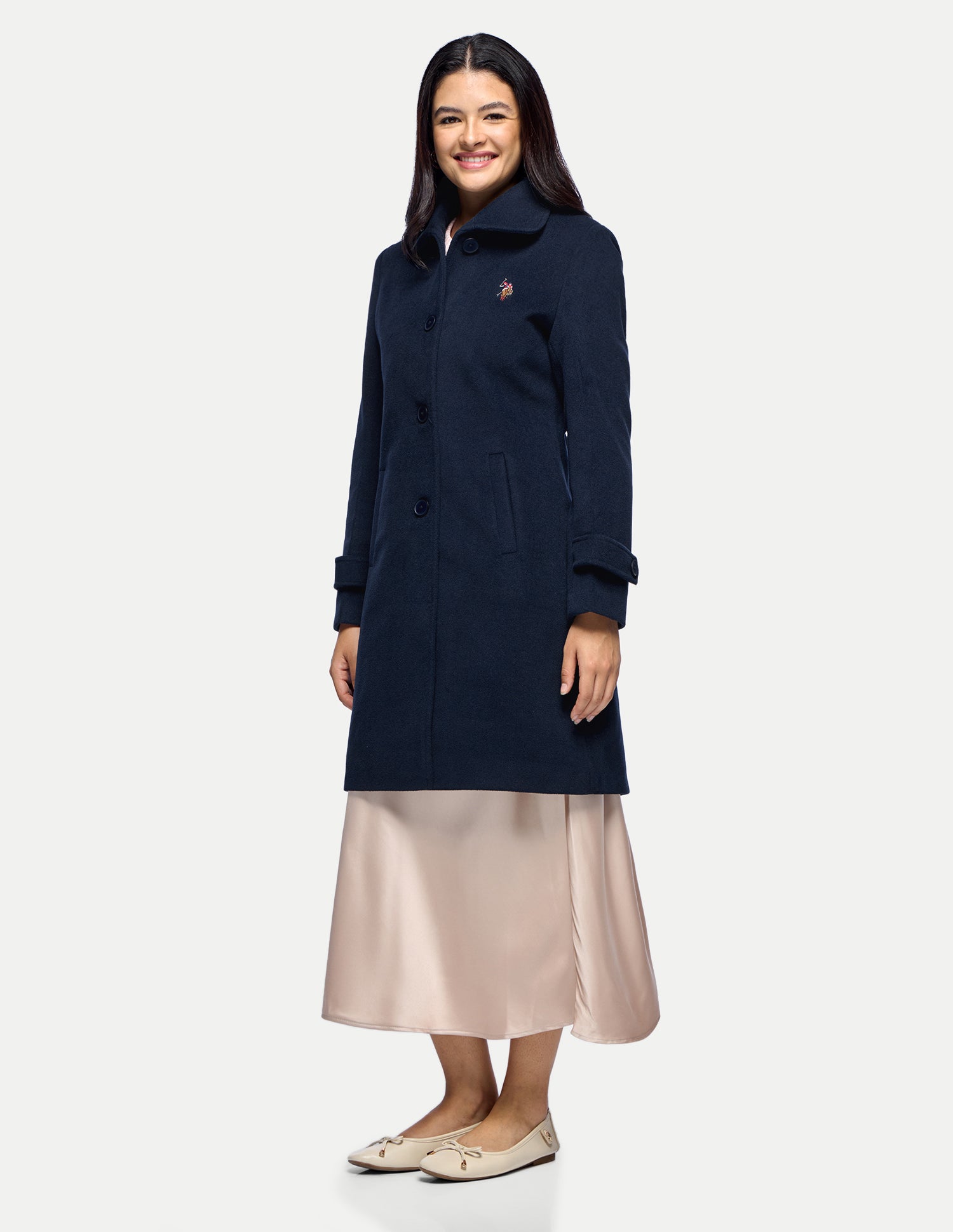 Longline Relaxed Fit Coat Jacket Navy - U.S. Polo Assn. India | Large