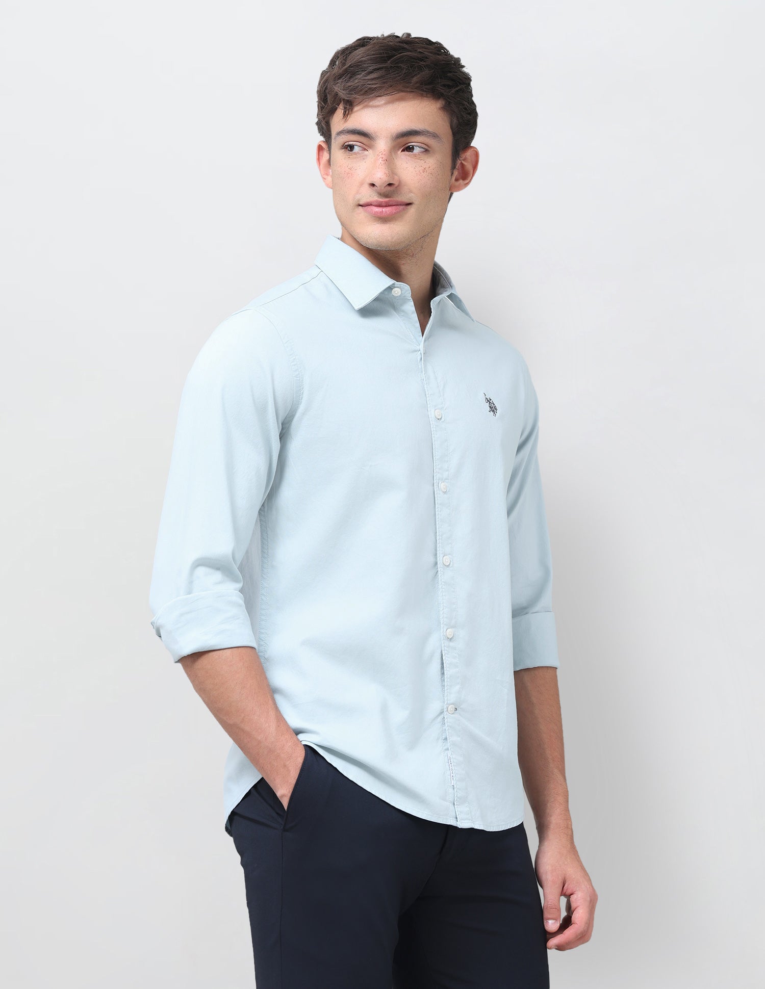 Solid Tailored Fit Shirt Light Blue - U.S. Polo Assn. India | Large
