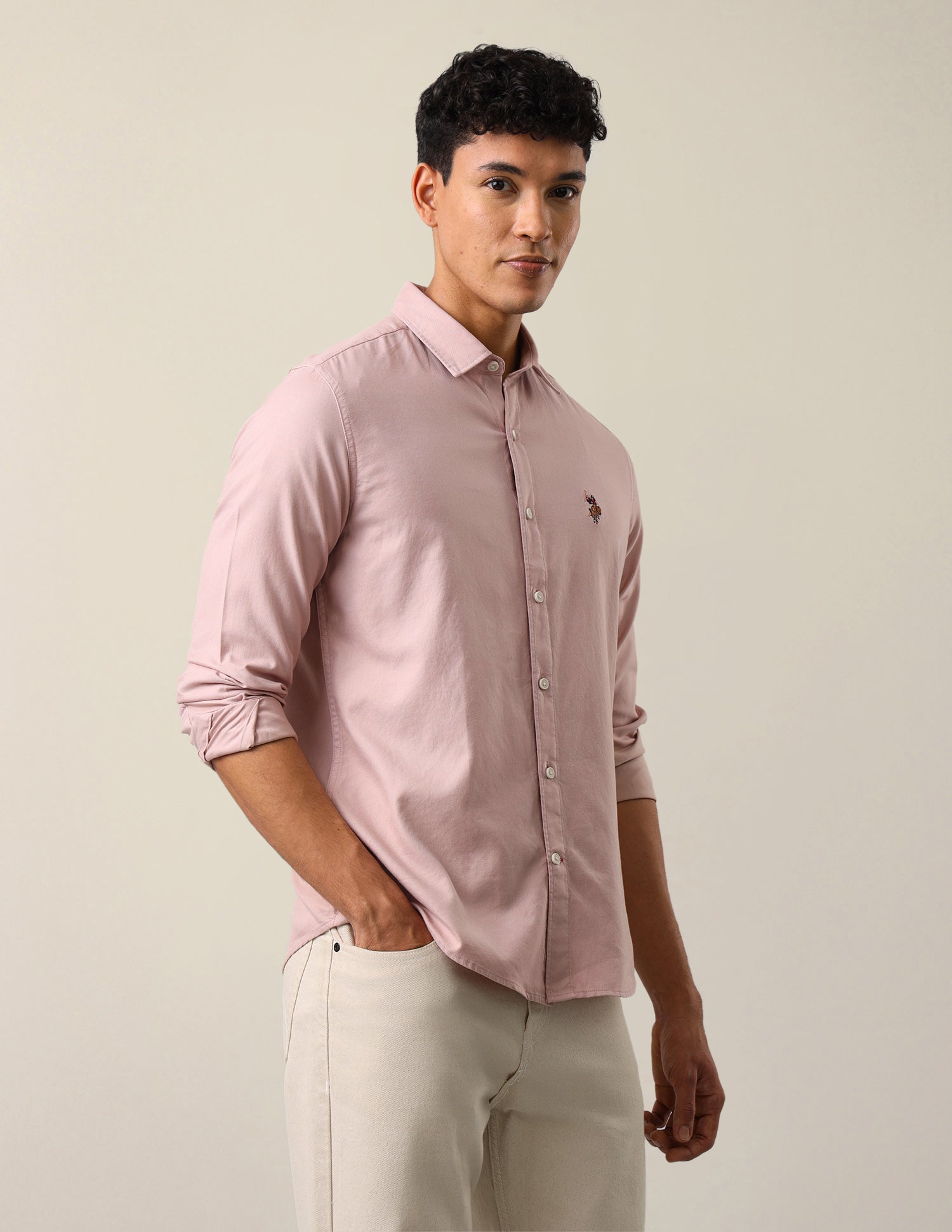 Twill Solid Shirt Pink - U.S. Polo Assn. India | Large