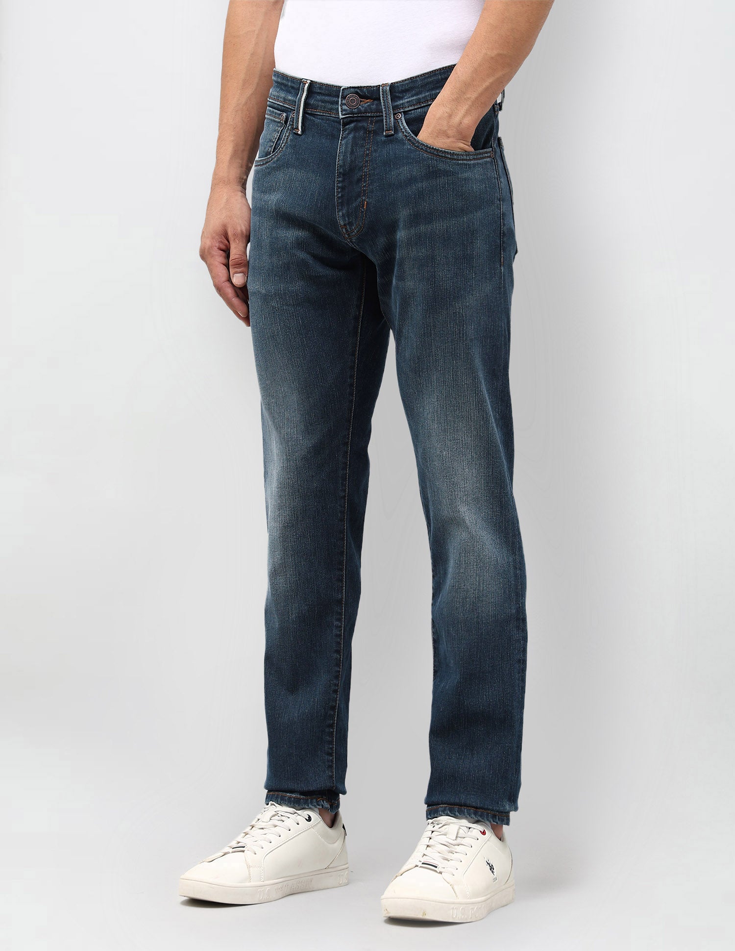 Brandon Slim Tapered Fit Blue Jeans Dark Wash - U.S. POLO ASSN. | Large