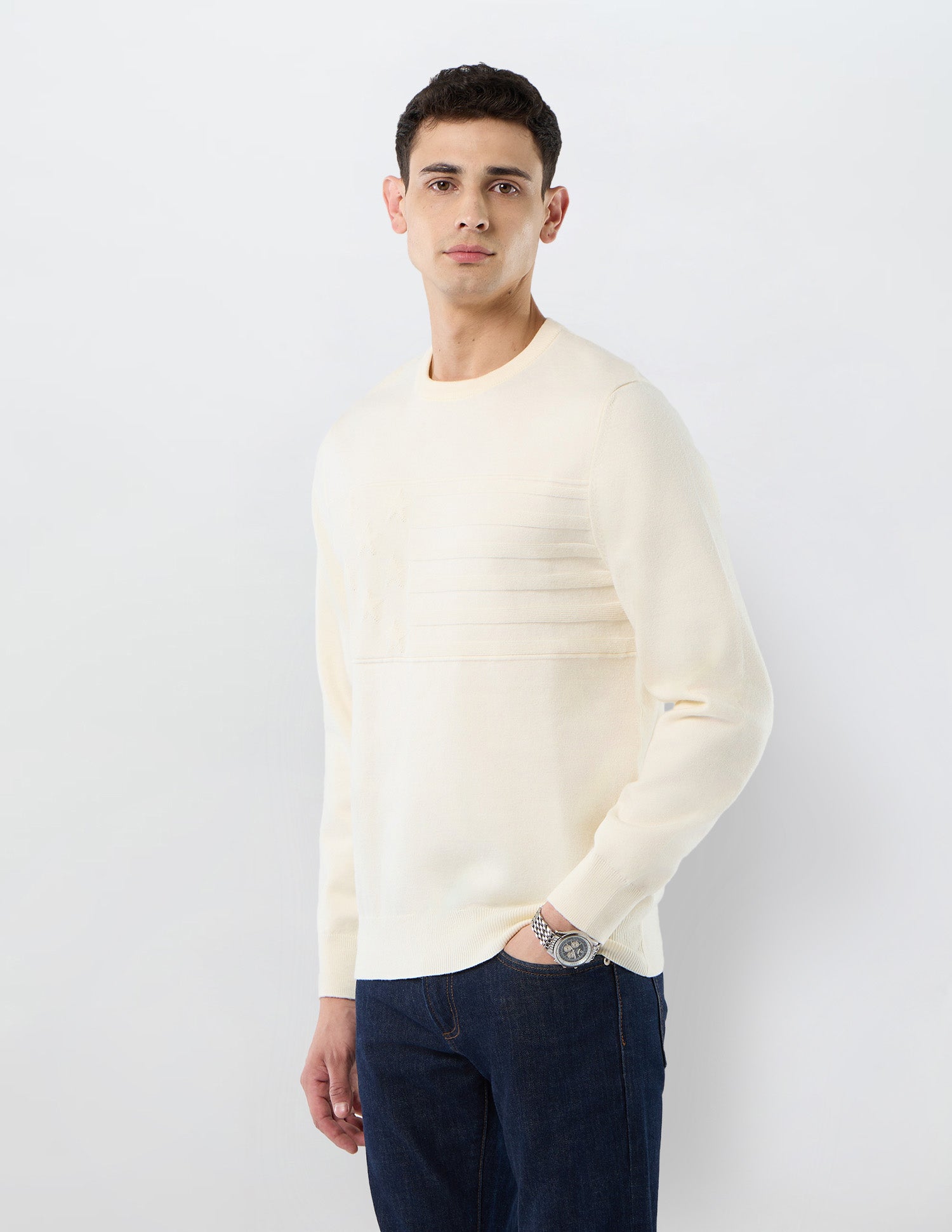 Graphic Patterned Knit Regular Fit Sweater Off White - U.S. POLO ASSN. | Large