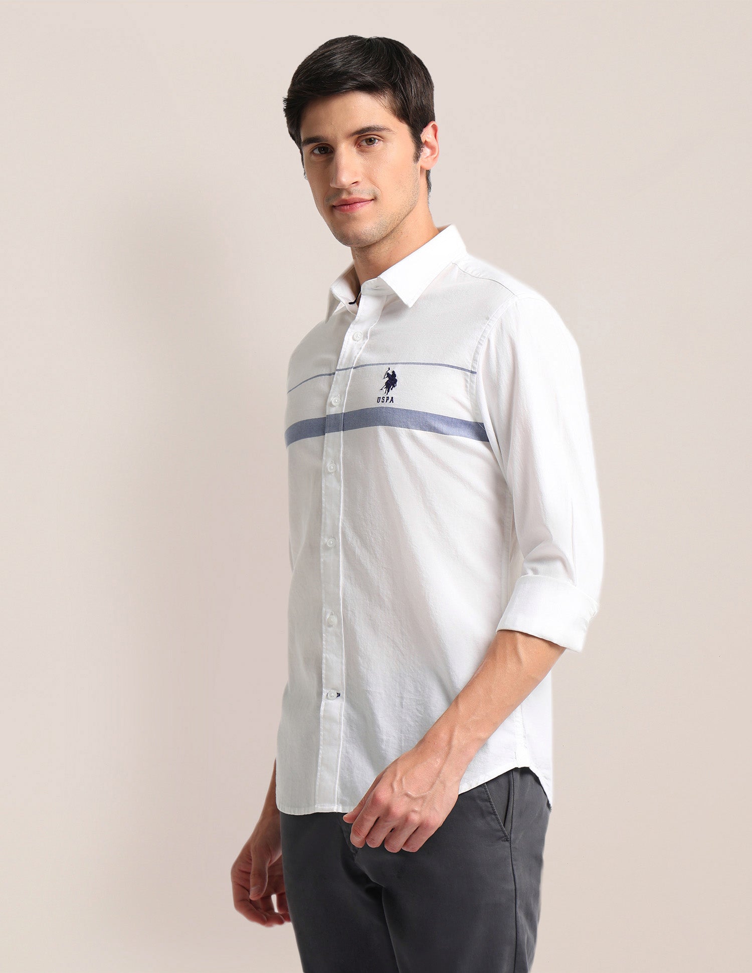 Premium Cotton Tailored Fit Shirt White - U.S. Polo Assn. India | Large
