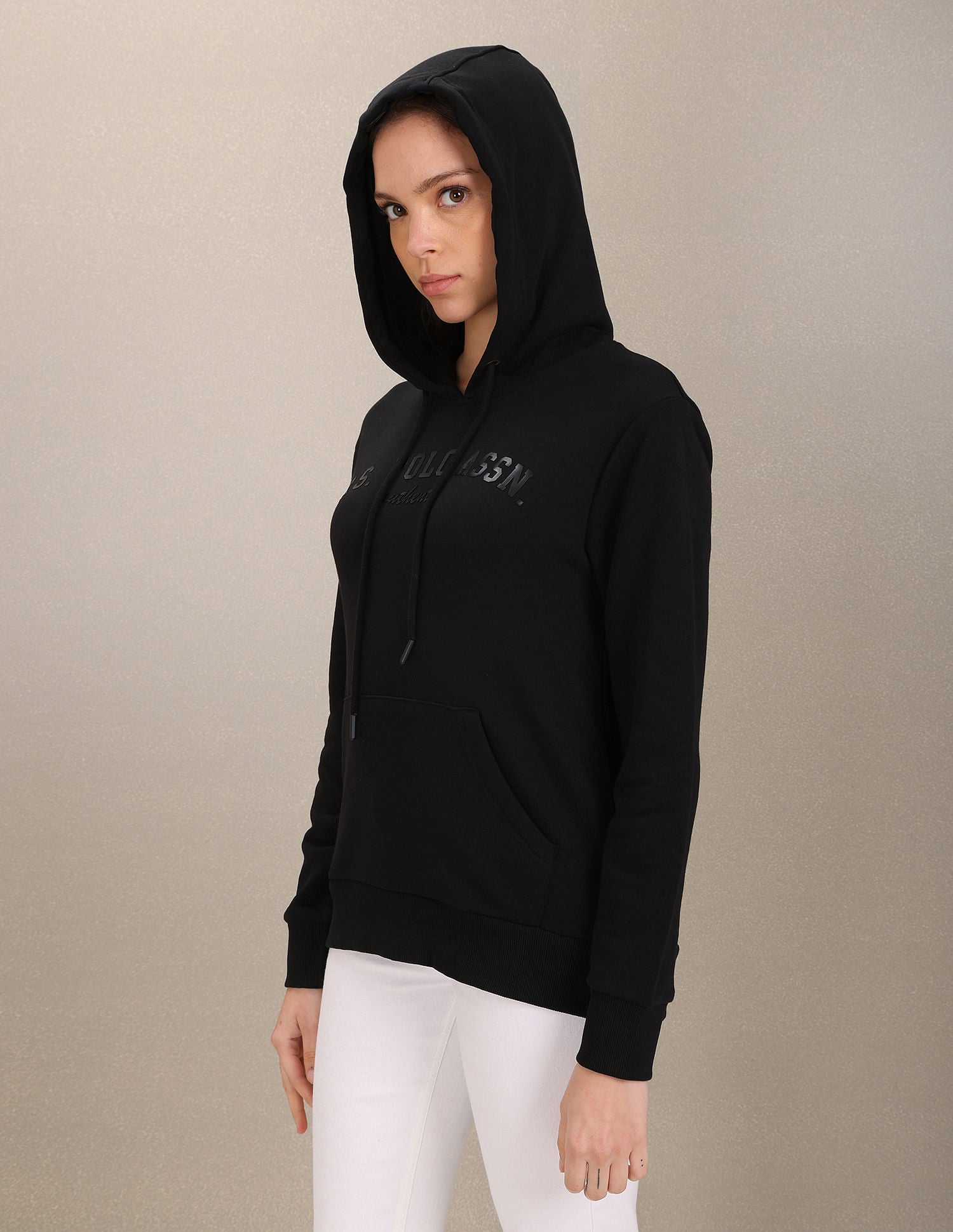 Hooded Long Sleeve Logo Sweatshirt Black - U.S. POLO ASSN. | Large