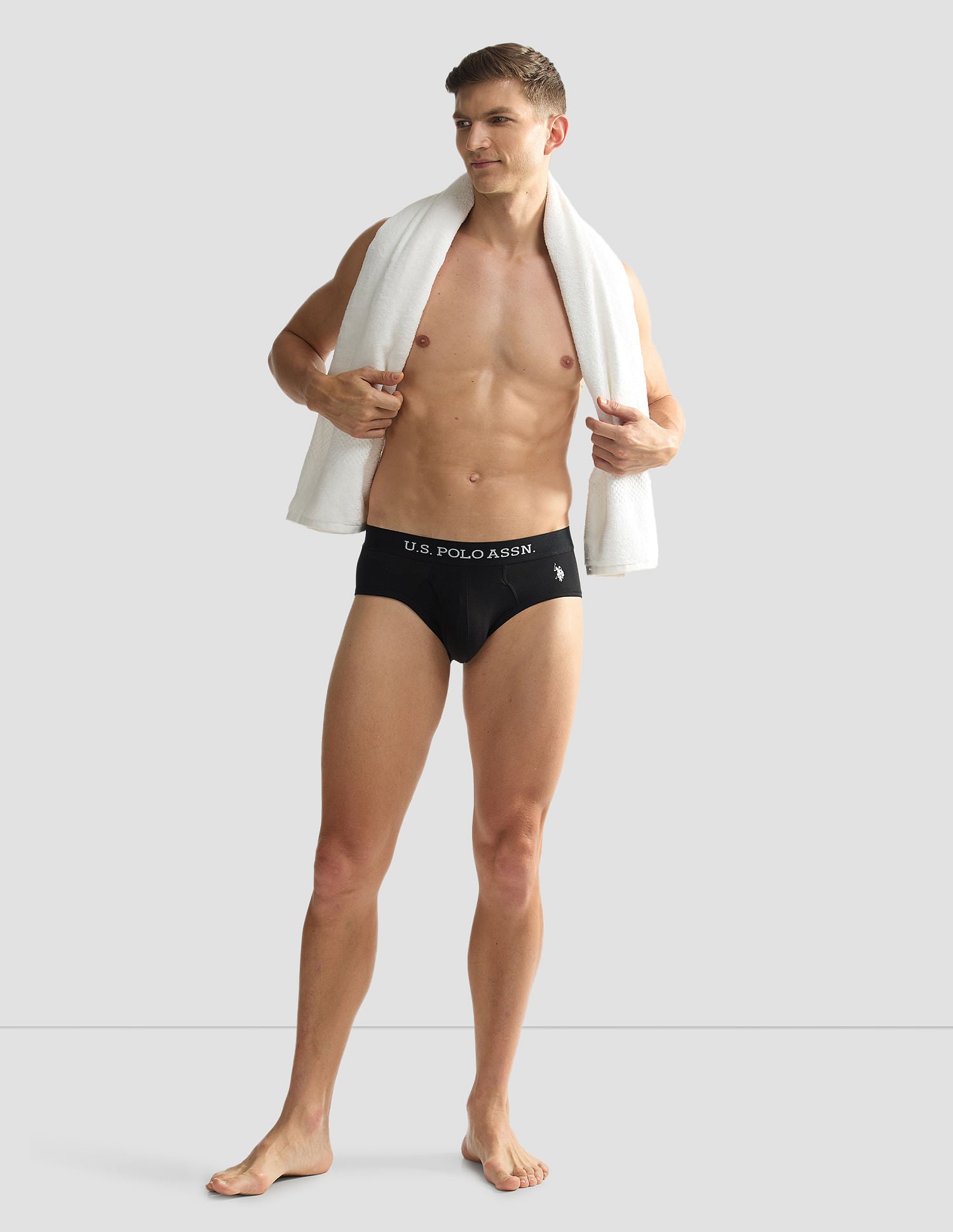 Elasticized Waist OEB11 Briefs - Pack Of 2 Black and Grey Melange - U.S. POLO ASSN. | Large