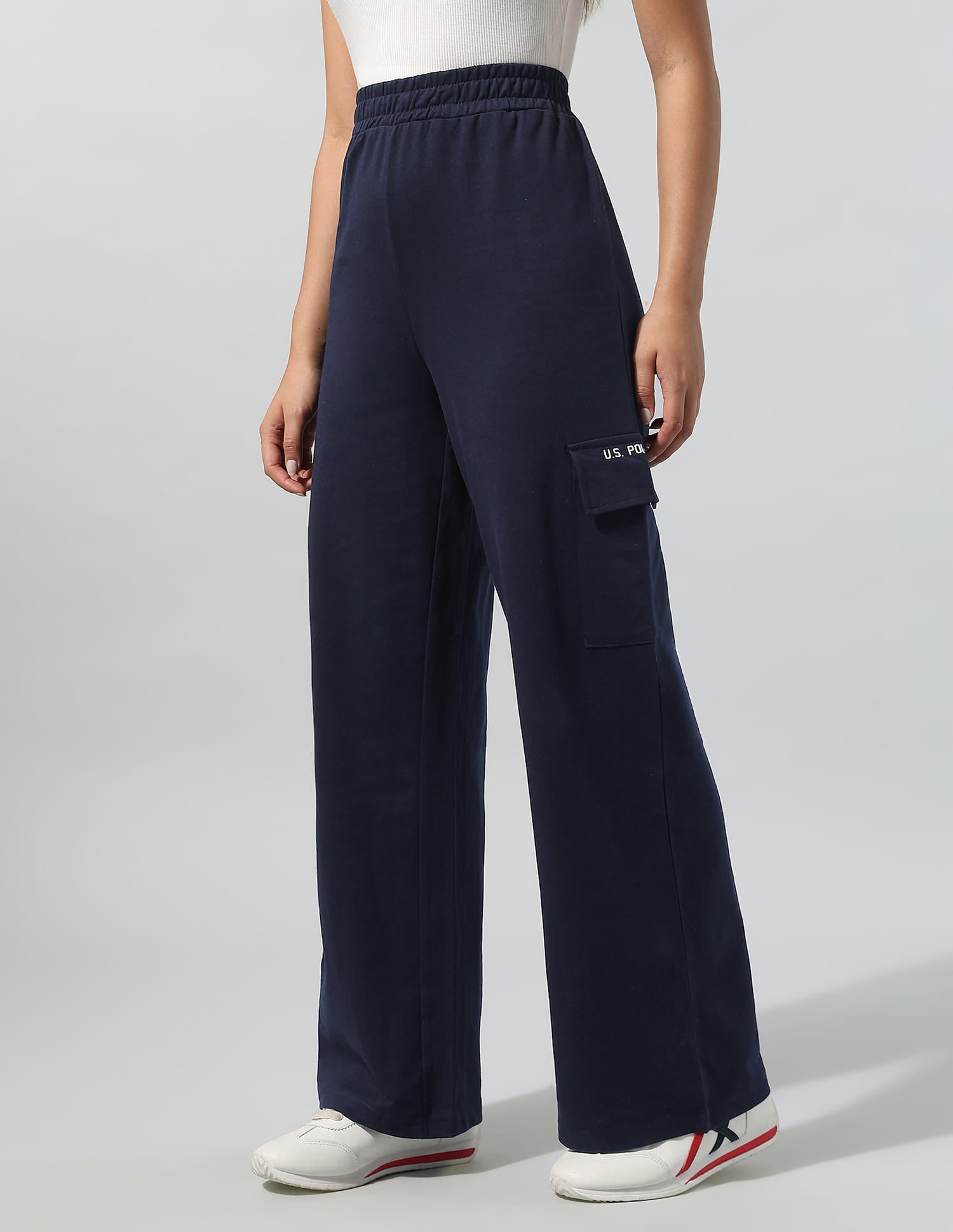 High Rise Wide Leg Trousers Blue - U.S. Polo Assn. India | Large