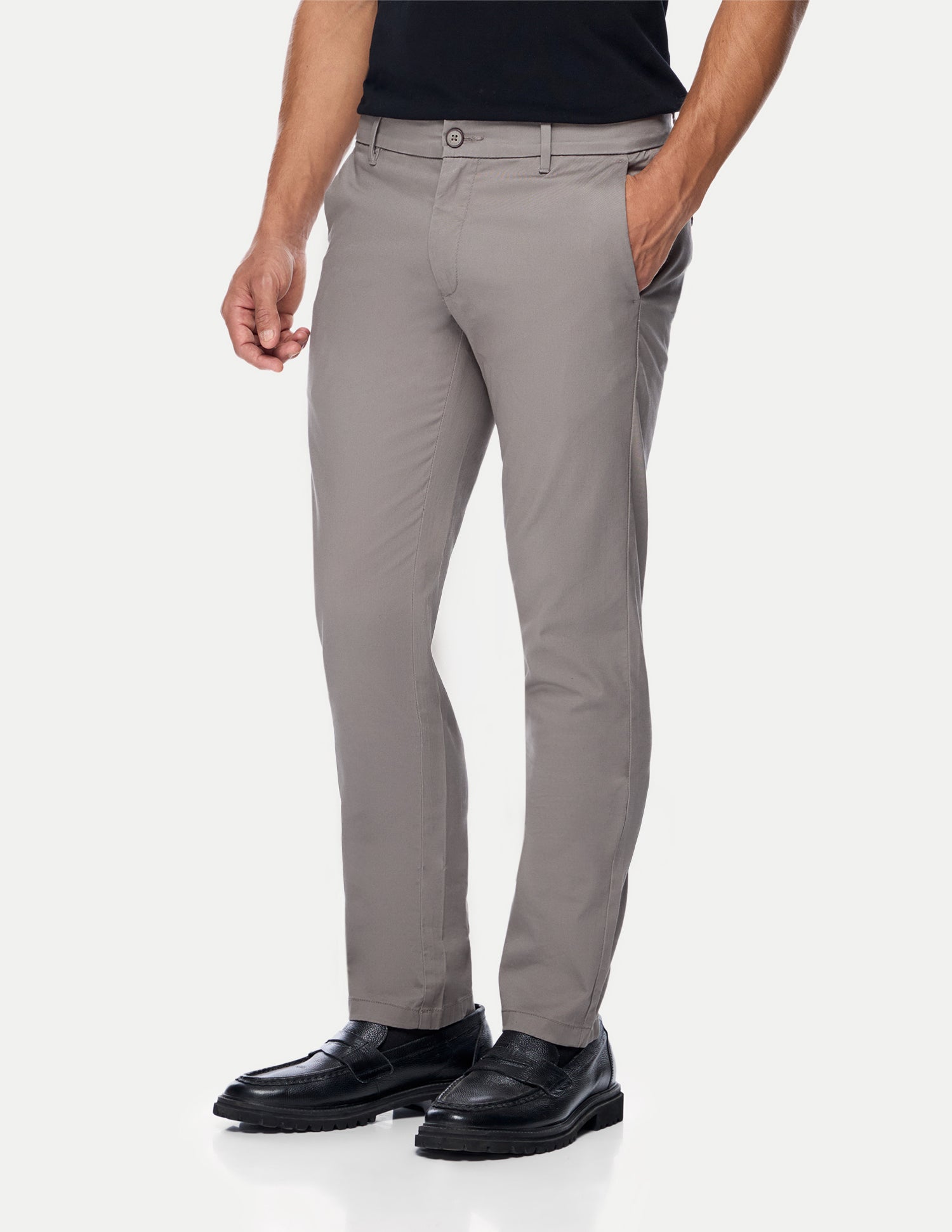 Denver Slim Fit Twill Trousers Taupe Grey - U.S. Polo Assn. India | Large