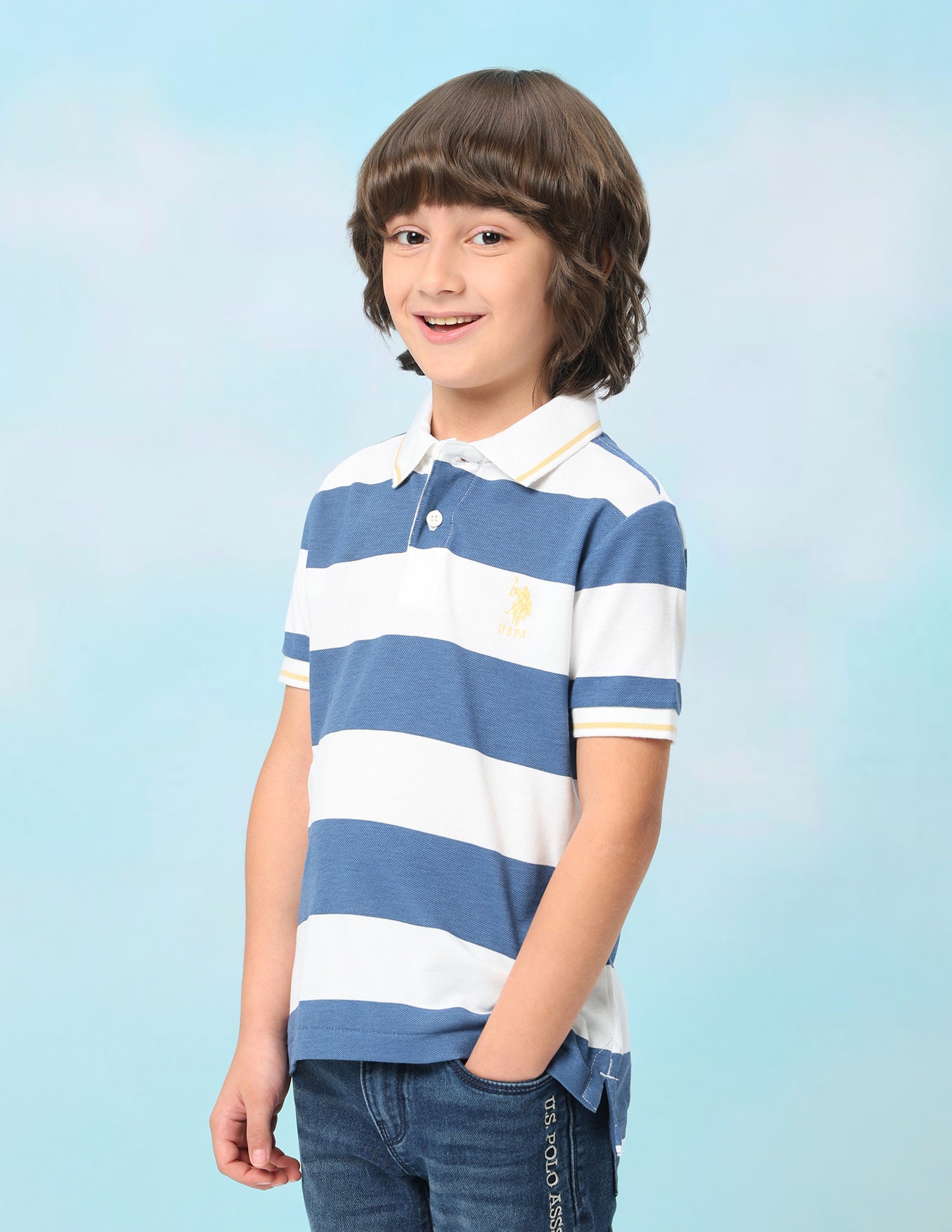 Horizontal Striped Regular Fit Polo Shirt Blue - U.S. Polo Assn. India | Large