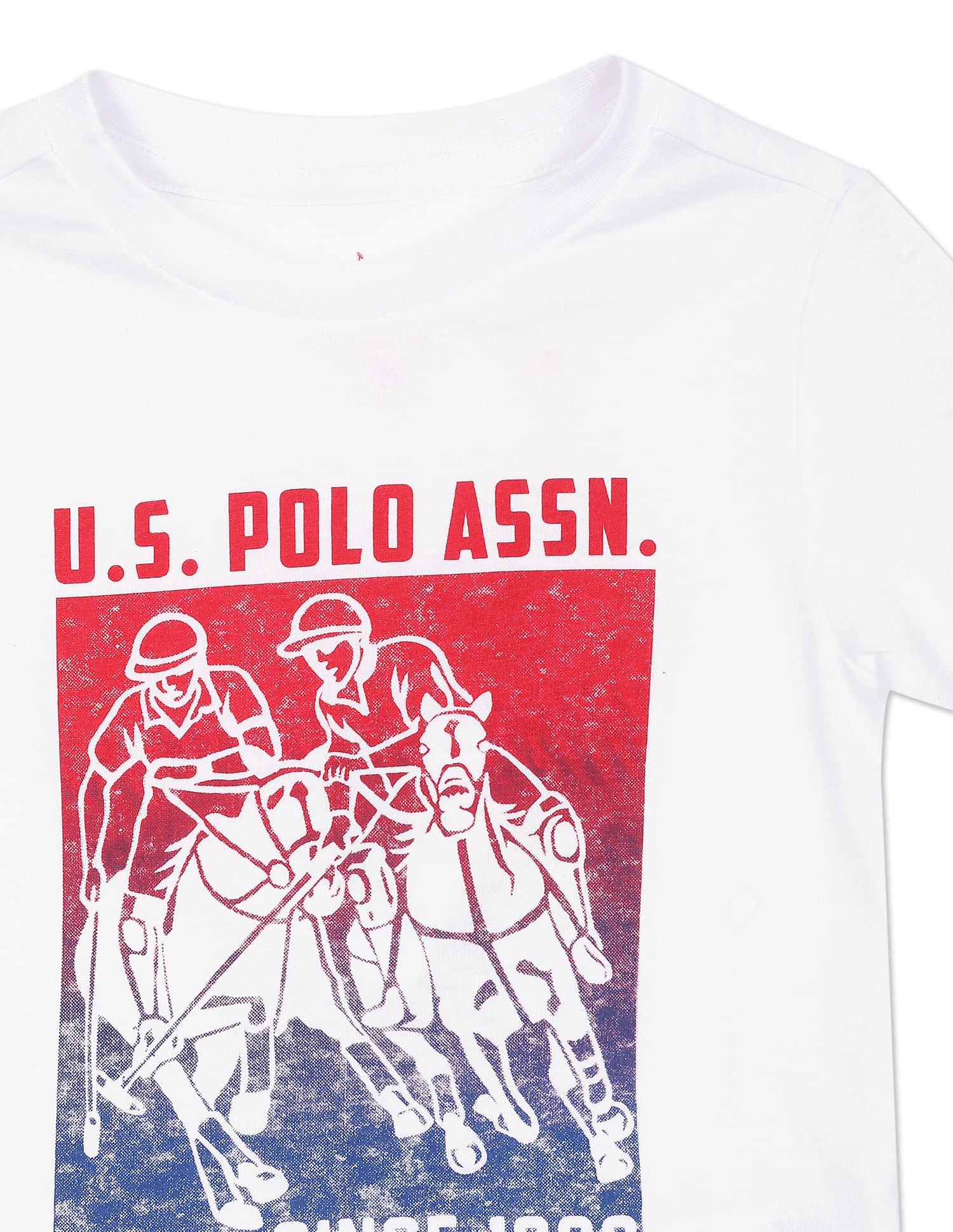 Boys White Crew Neck Brand Print T-Shirt White - U.S. POLO ASSN. | Large