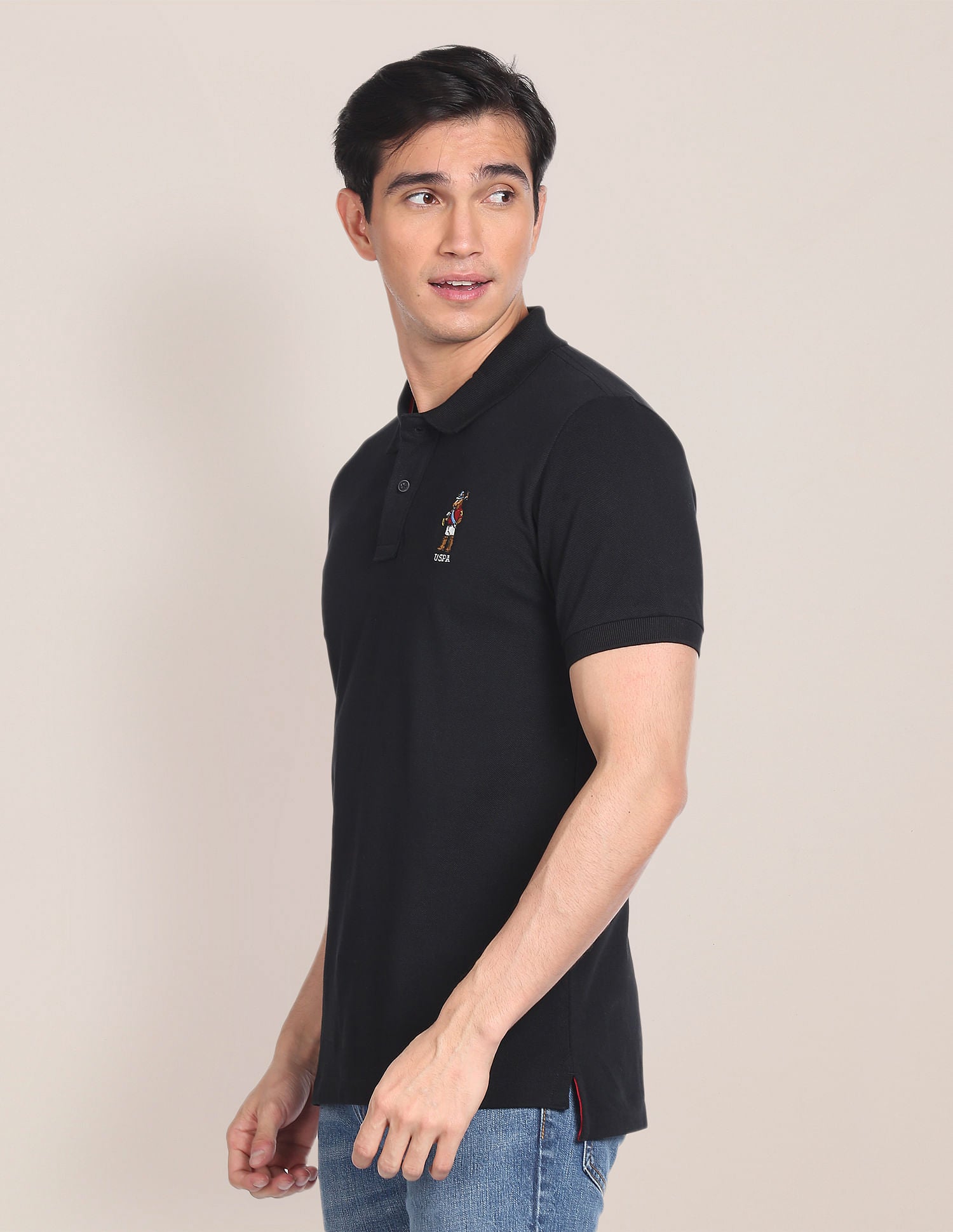 Cotton Mascot Polo Shirt Black - U.S. Polo Assn. India | Large